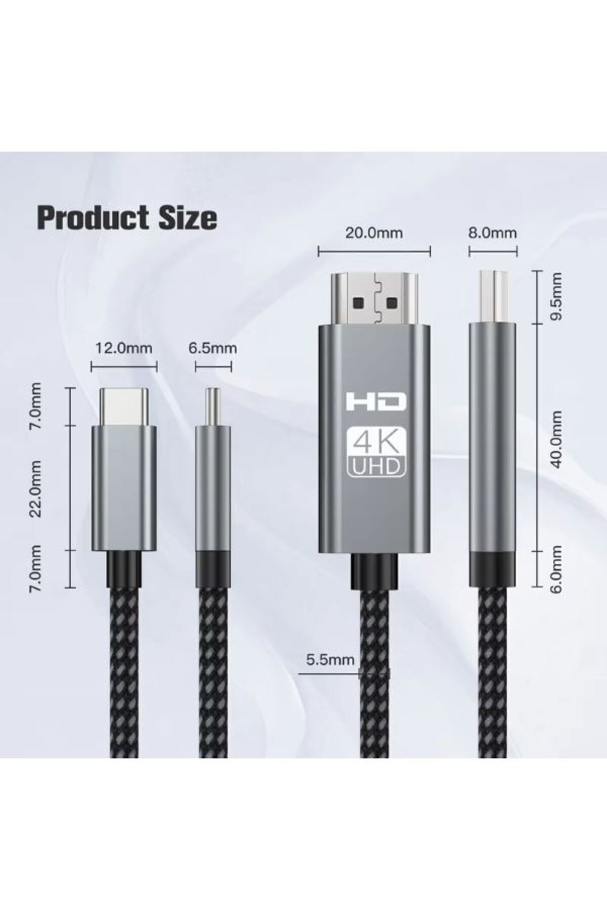 2m Metre Hdmi Kablo 4k Full Hd Tv Monitör Uydu Alıcısı Pc Uyumlu Type C To Hdmı Kablosu