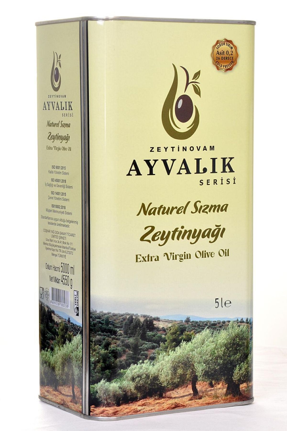 Zeytinovam Ayvalık Serisi 5 Litre Doğal Soğuk Sıkım Naturel Zeytinyağı - Kalite ve Saflık