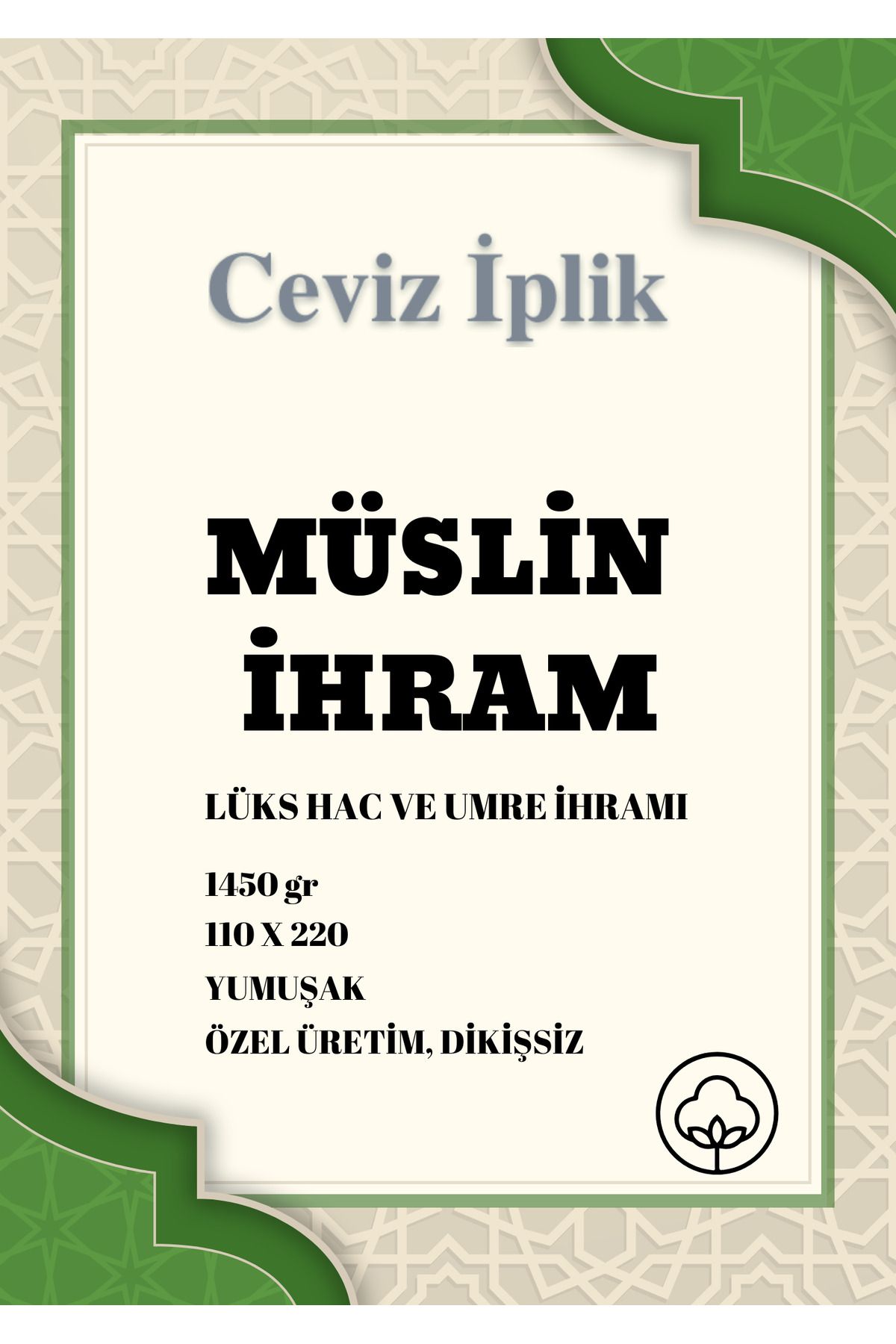 Müslin İhram, Hac ve Umre İbadetleri için, İHRAM KEMERİ HEDİYELİ, 100% pamuklu Müslin, Dikişsiz