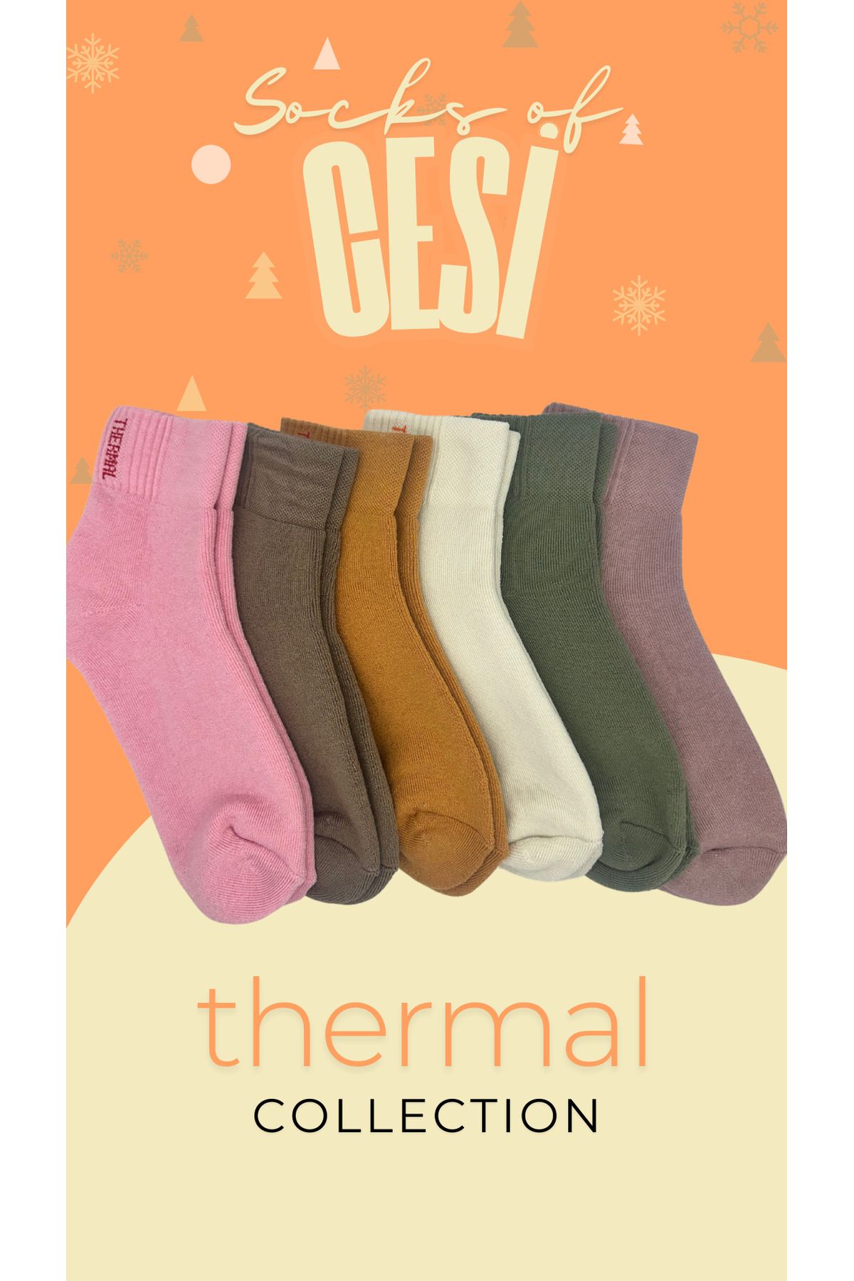 Cesi Socks 6'lı Soft RenklerKışlık Termal Çor...