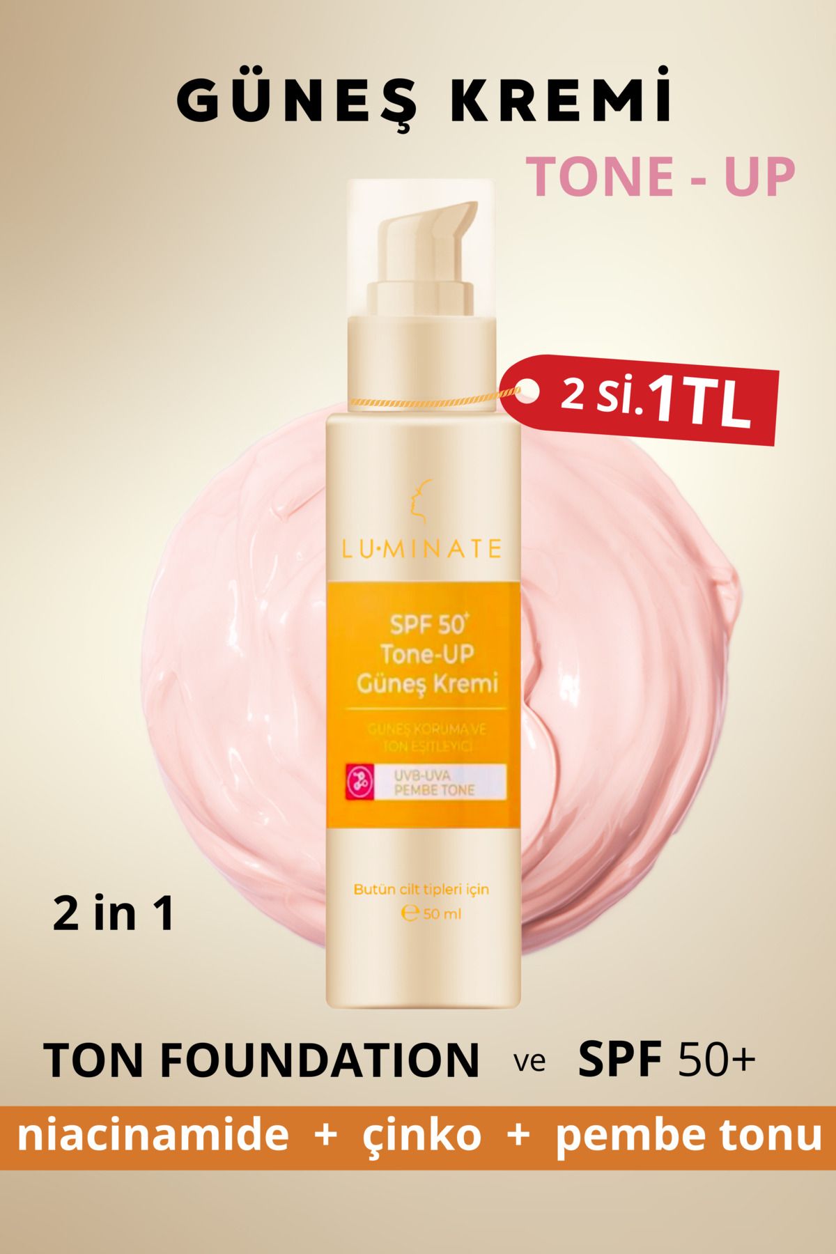 Luminate Ton Eşitleyici Spf50 Faktör Pembe Re...