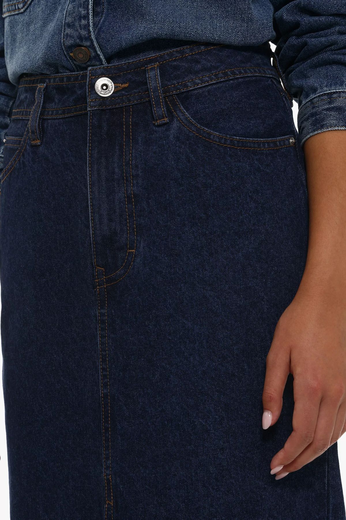 Denim midi etek