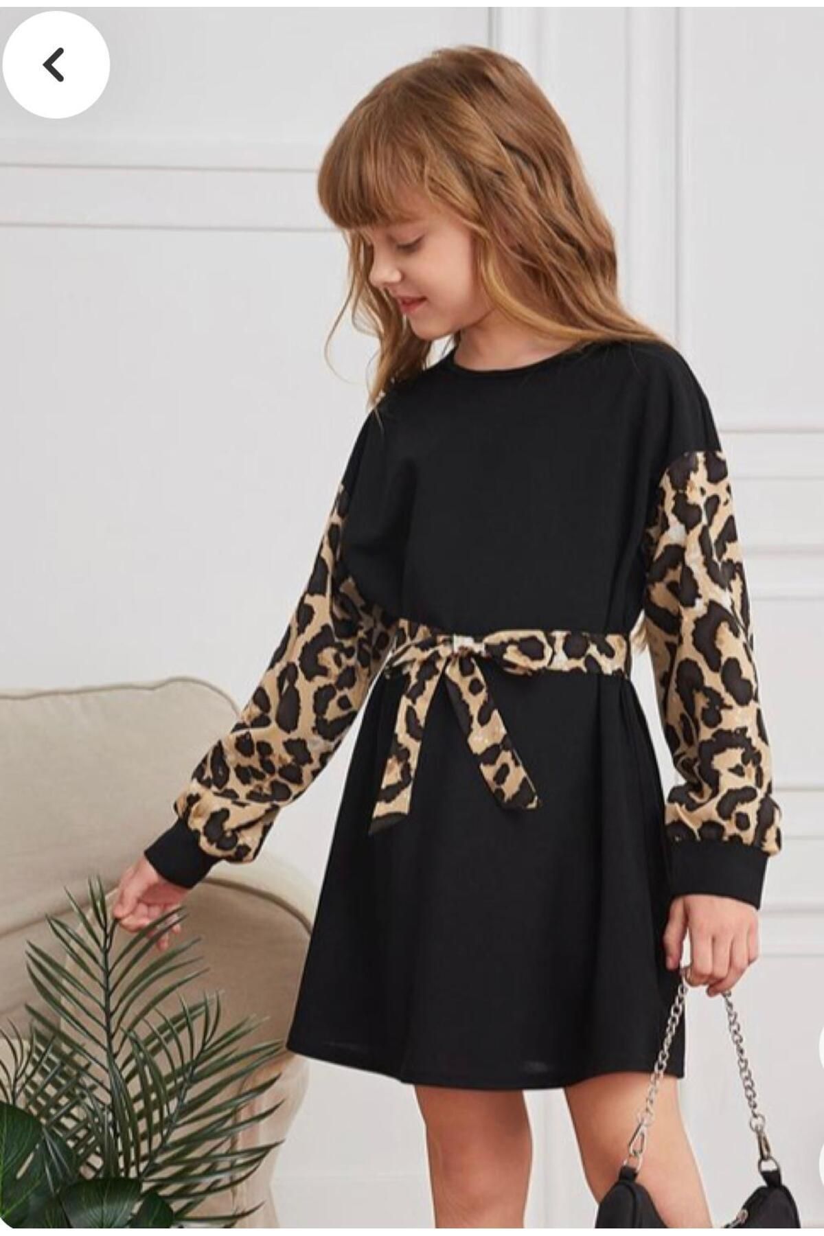 biggbom kidswear LeoparDesenli Kuşaklı Kız Ço...