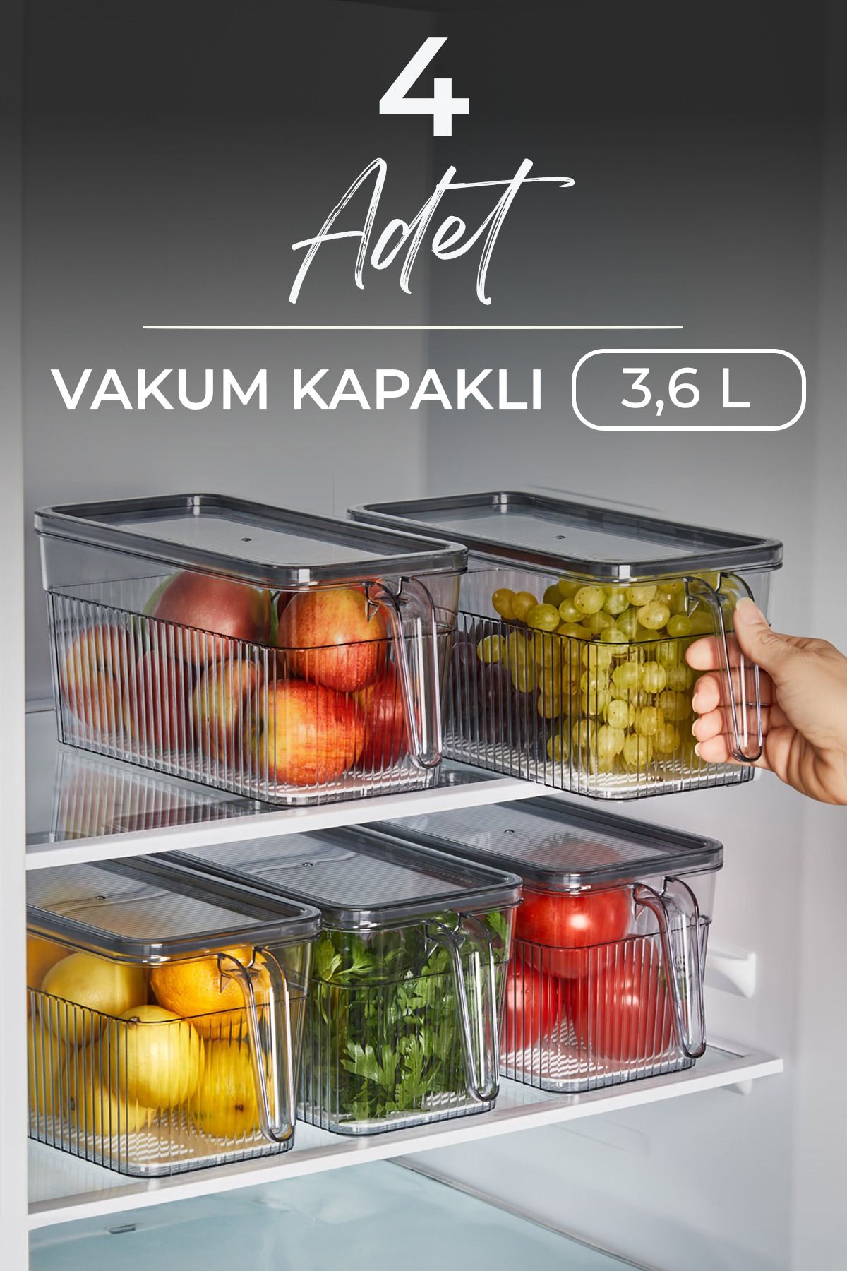 Kitchen Life 4'Lü 3600 MLVakumlu Sızdırmaz Ka...