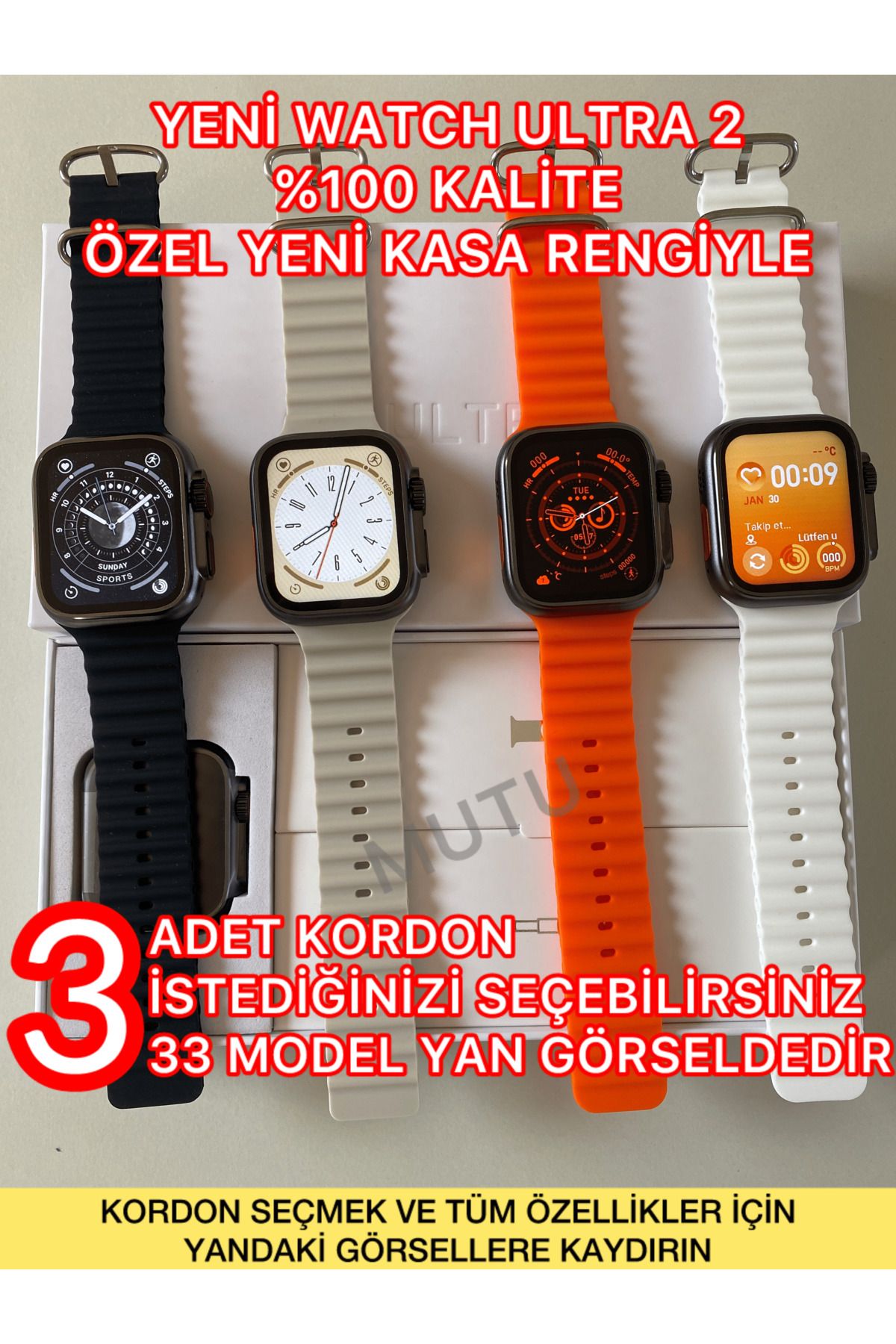 MUTU Watch 10 Ultra2 Pro (3KORDON ÖZEL SEÇMEL...