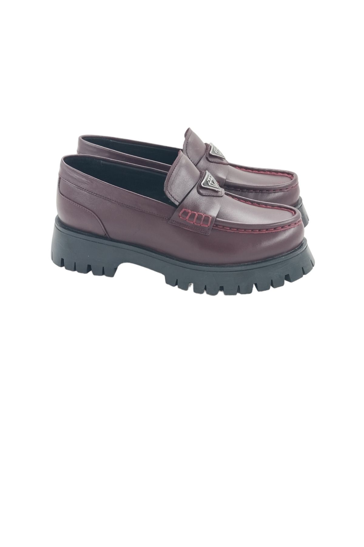 26252106 Kadın Günlük Loafer Bordo Tokalı