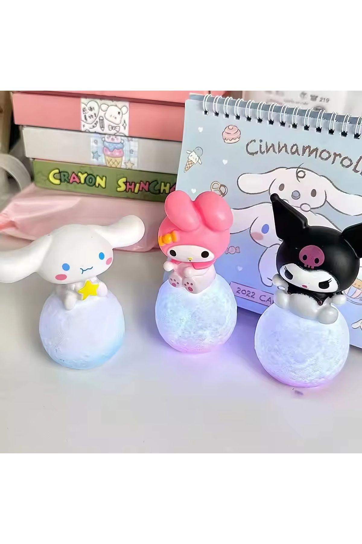 Sanrio Kuromi Cinnamoroll LED Oyuncak Karakter Gece Lambası Çocuk Odası Süsü Doğum Günü Hediyesi