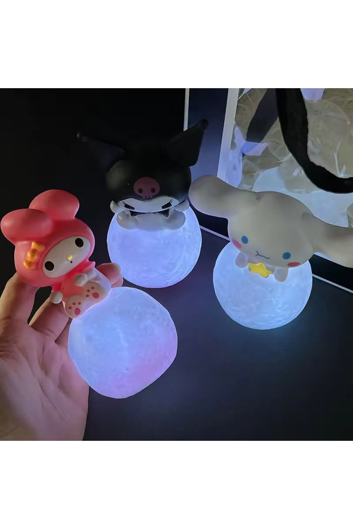 Sanrio Kuromi Cinnamoroll LED Oyuncak Karakter Gece Lambası Çocuk Odası Süsü Doğum Günü Hediyesi