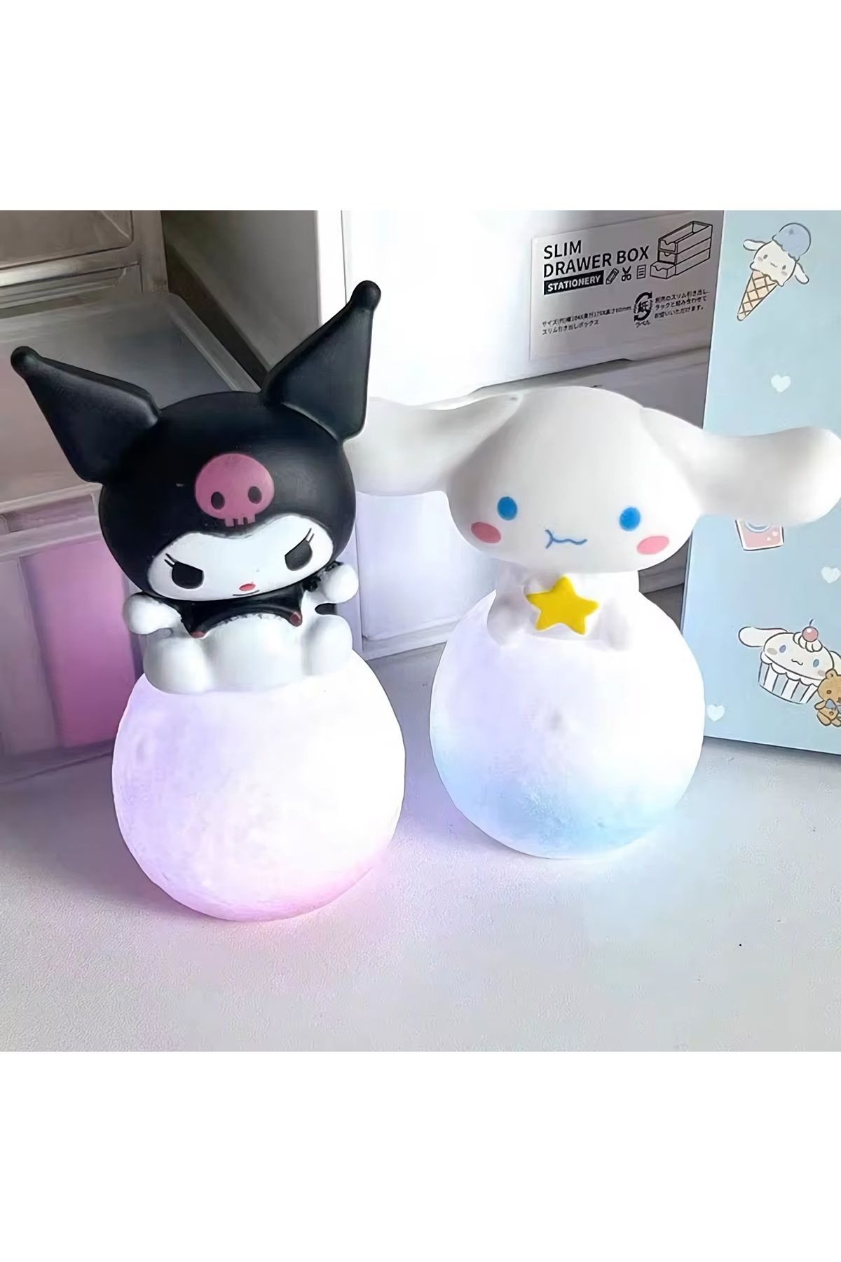 Sanrio Kuromi Cinnamoroll LED Oyuncak Karakter Gece Lambası Çocuk Odası Süsü Doğum Günü Hediyesi