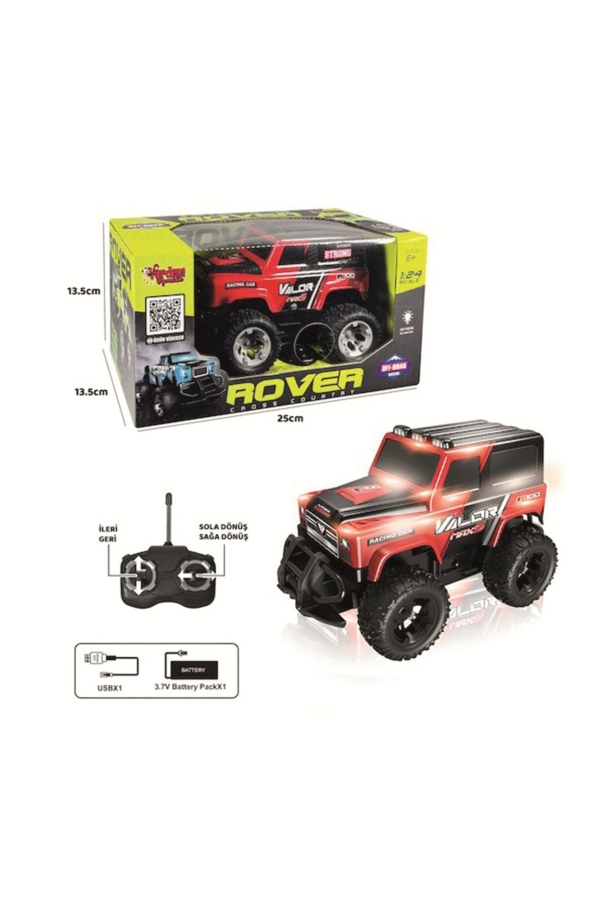 Uzaktan Kumandalı RC Araba Şarjlı Rover Off-Road Işıklı Araba 1:24 27 Mhz