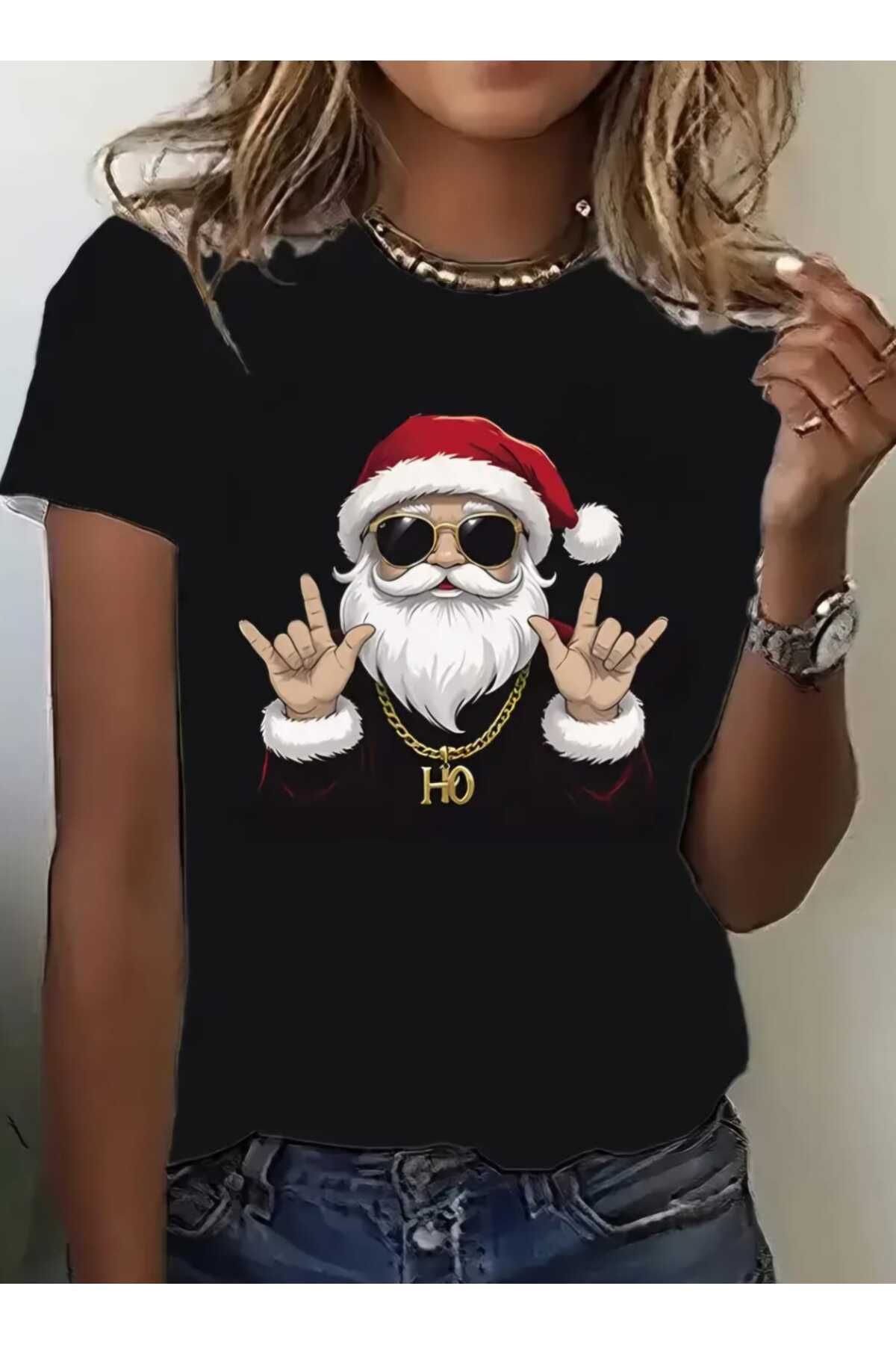 Yılbaşı Noel Yeni Yıl Christmas Konsept Baskılı Oversize Salaş Boyfriend T-shirt Unisex