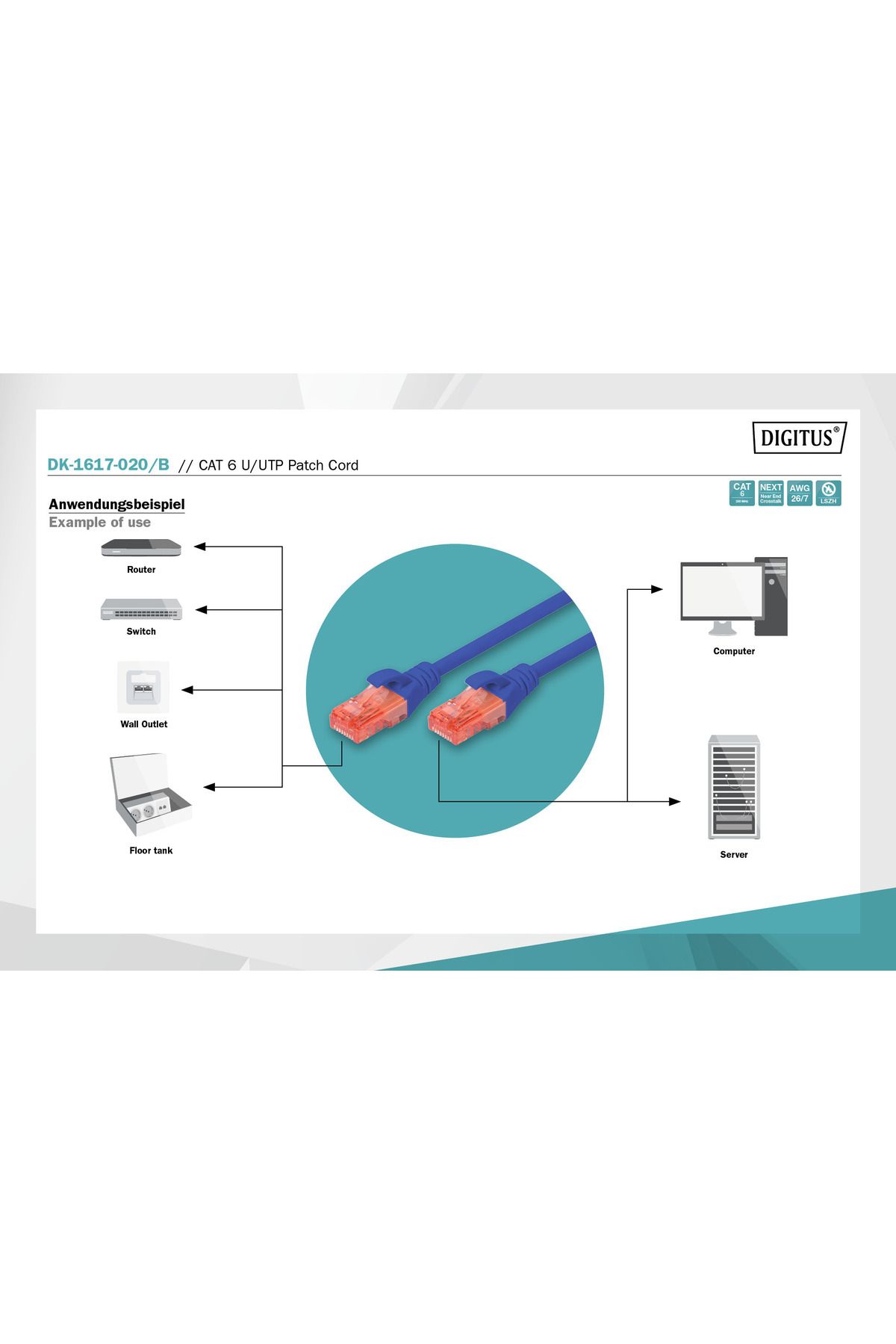 DK-1617-020/B (MAVİ)  2 m. CAT 6 U/UTP DATA KABLOSU – LSZH