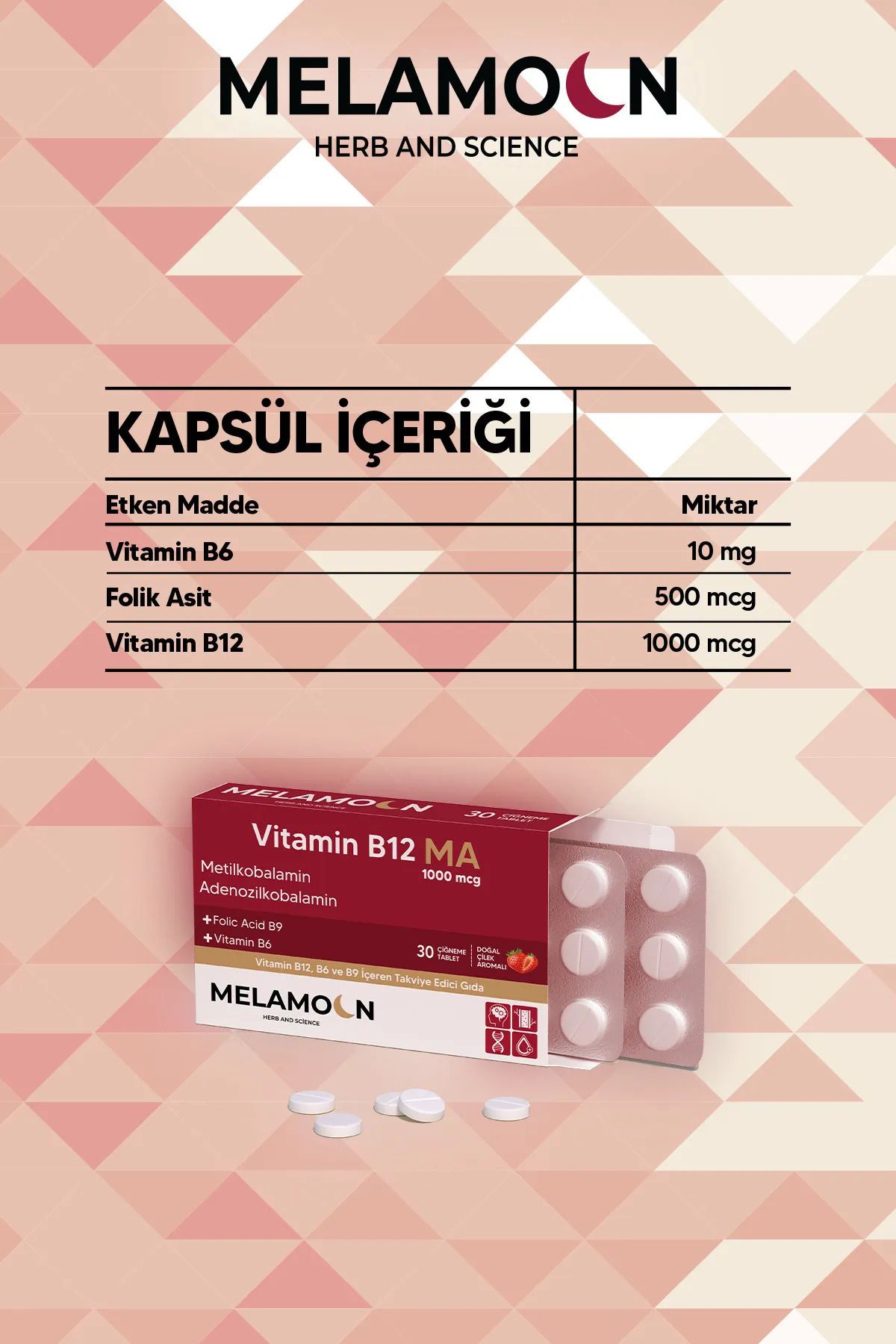 B12, B6 Ve Folik Asit: Sinir Sistemi, Hamileler Ve Kan Oluşumu Desteği 1000mcg 30'lu