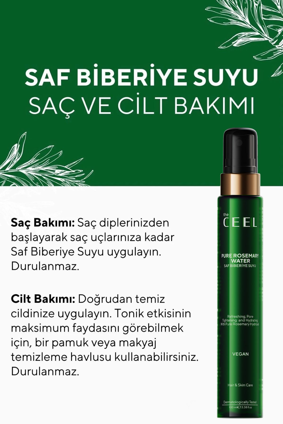 2'li Biberiye Suyu Dökülme Karşıtı ve Hızlı Saç Uzatma Etkili Saf Saç Toniği 100 ml × 2