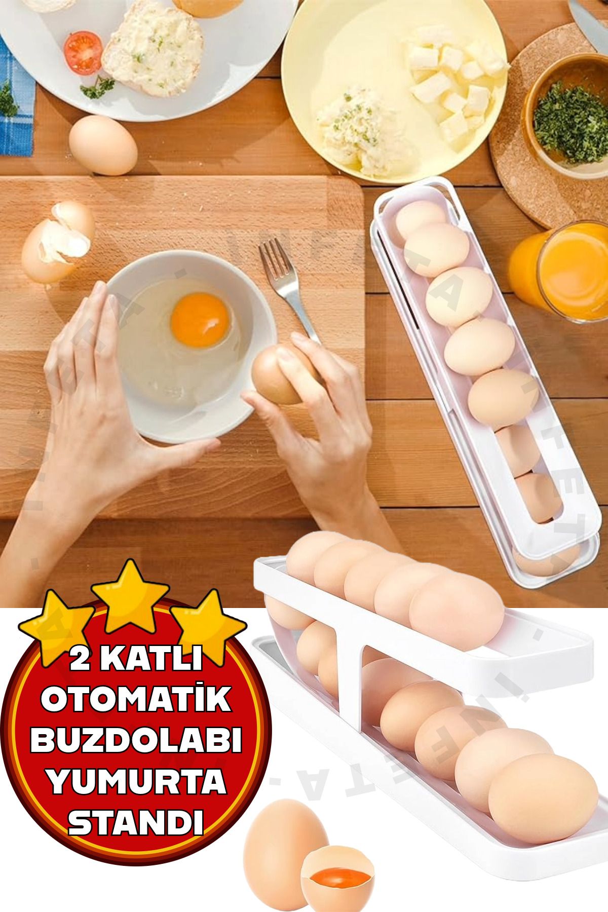 İnfeta 2 Katlı OtomatikBuzdolabı Yumurta Stan...