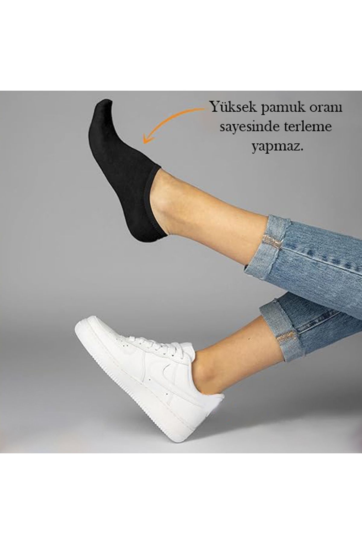 Unisex 10 Çift Pamuklu Görünmez Sneaker Çorap Siyah - Erkek Bilek Çorap Kadın Bilek Çorap