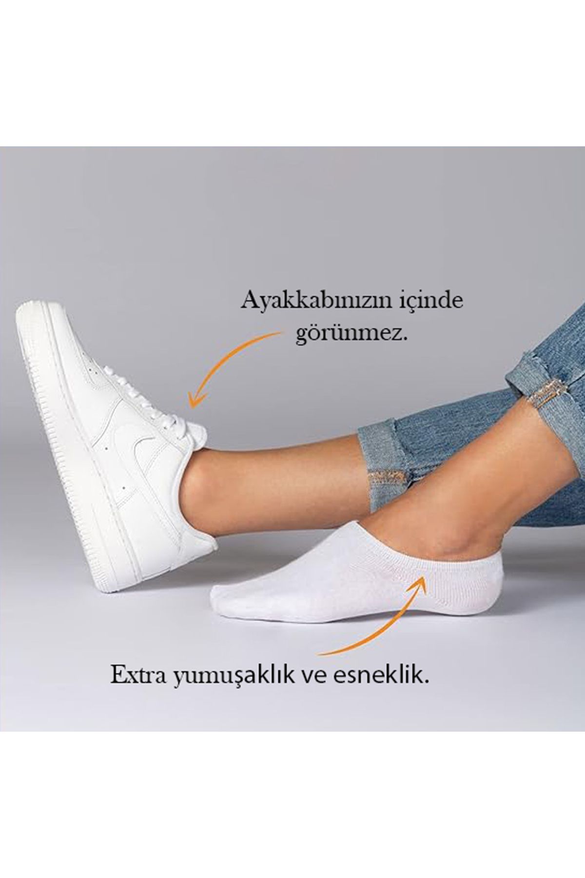 Unisex 10 Çift Pamuklu Görünmez Sneaker Çorap Beyaz - Erkek Bilek Çorap Kadın Bilek Çorap