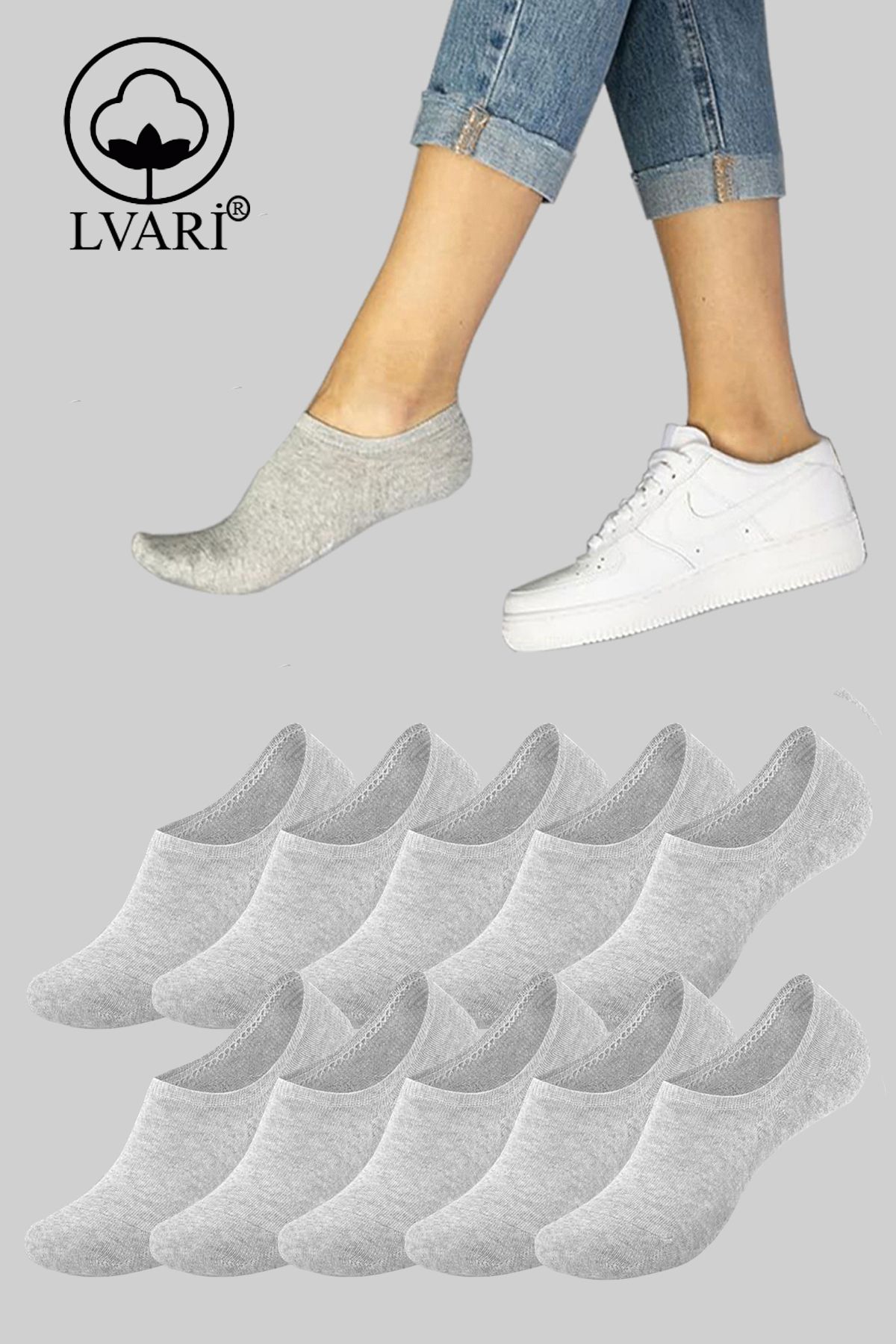 Lvari Unisex 10 Çift PamukluGörünmez Sneaker...