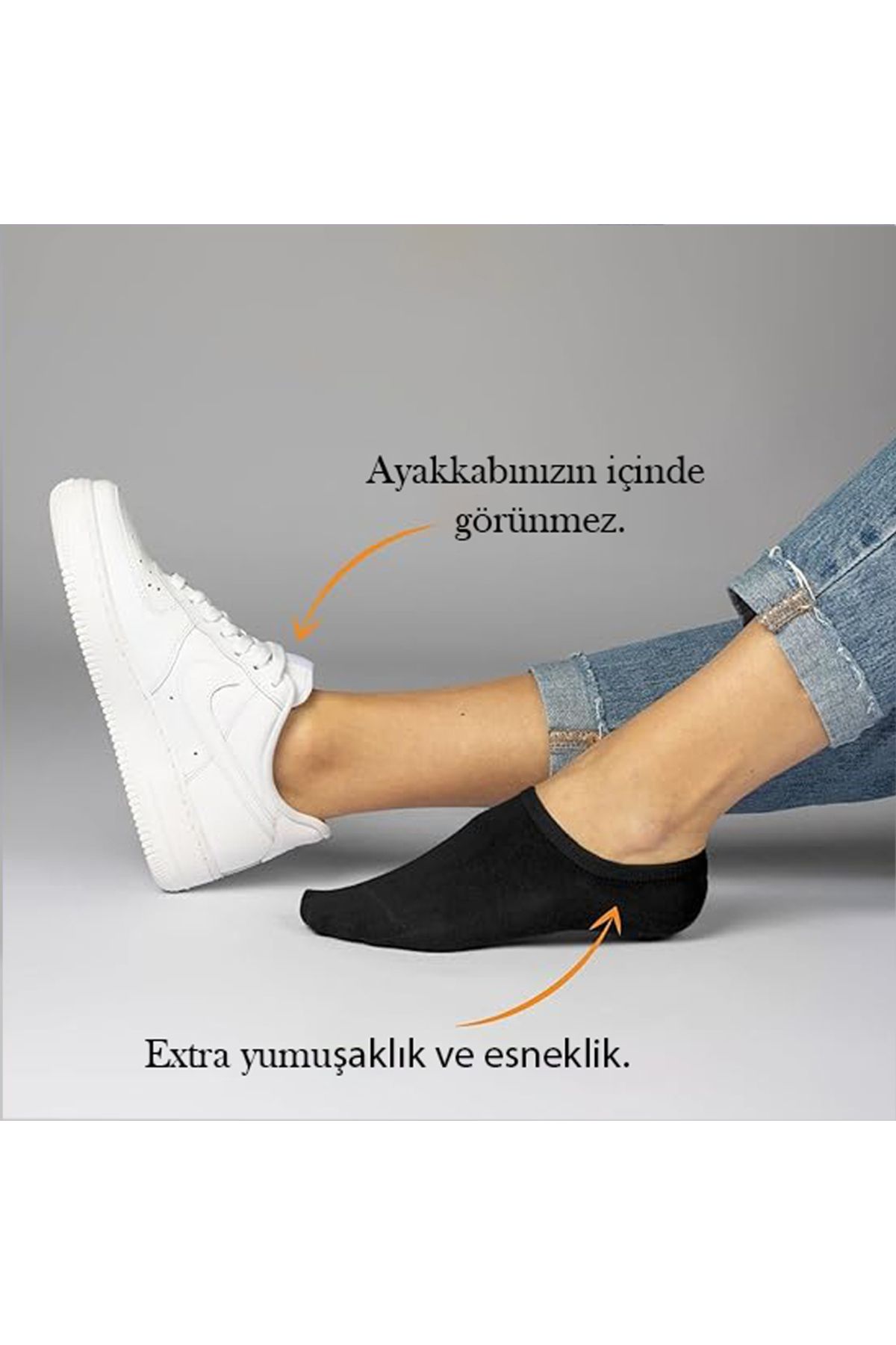 Unisex 10 Çift Pamuklu Görünmez Sneaker Çorap Siyah - Erkek Bilek Çorap Kadın Bilek Çorap