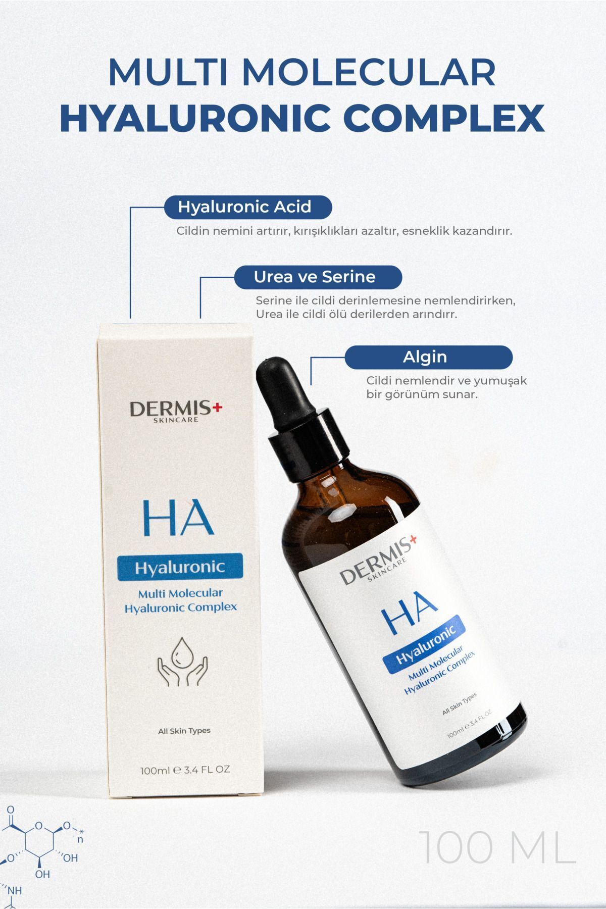 100ml Dolgunlaştırıcı Ve Yoğun Nemlendirici Multi Molecular Hyaluronic Acid Serum