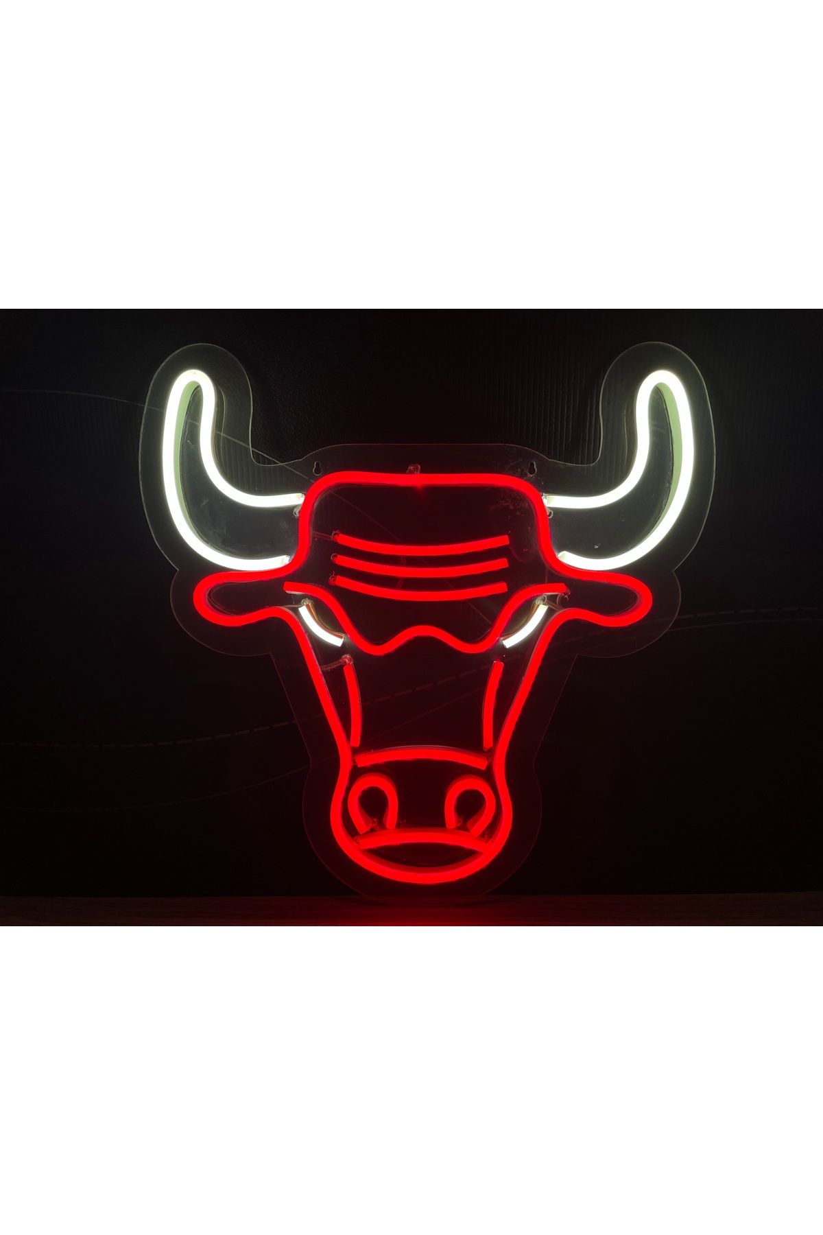 Neon LED Duvar Dekoratif Aydınlatma -Boğa, 30x28cm-