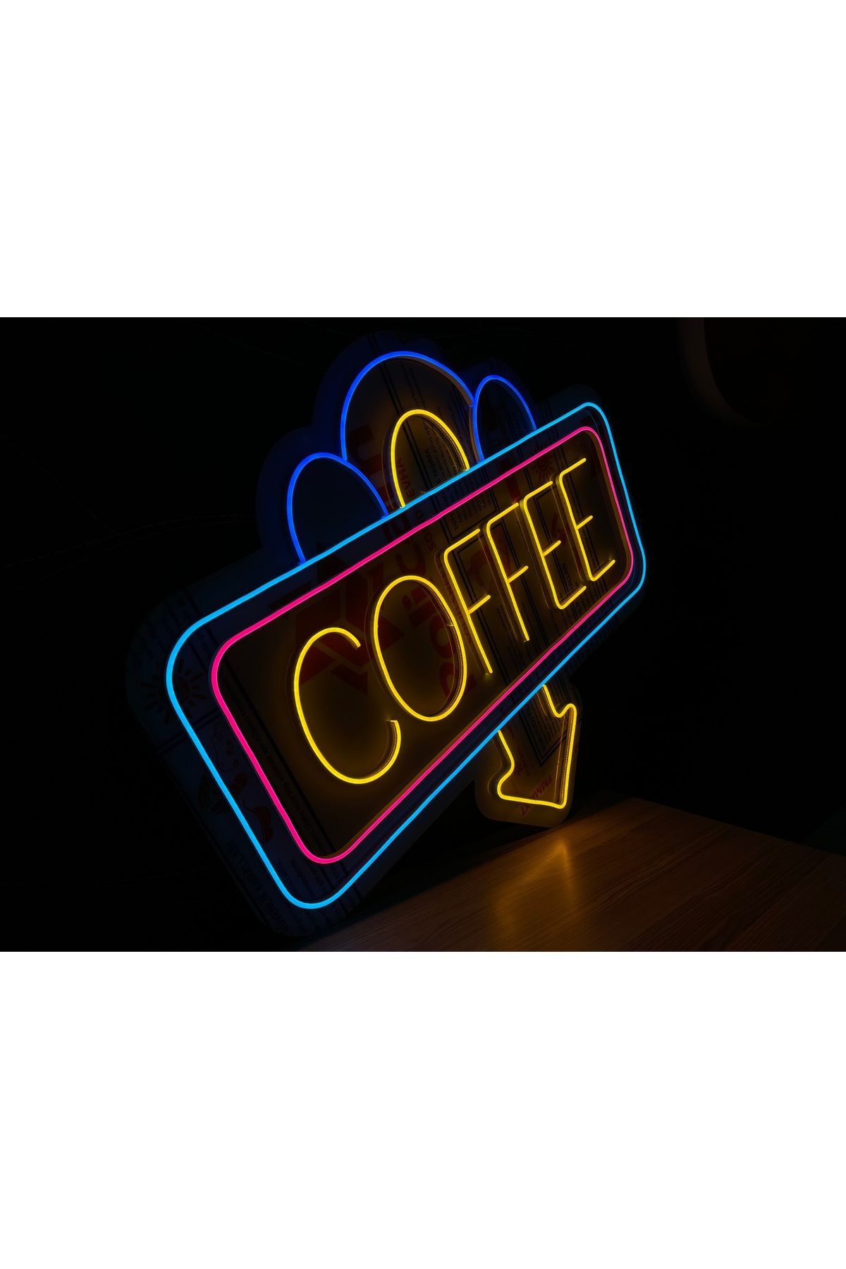 Neon LED Tabela Dekoratif Aydınlatma -Coffee, 100x85cm-