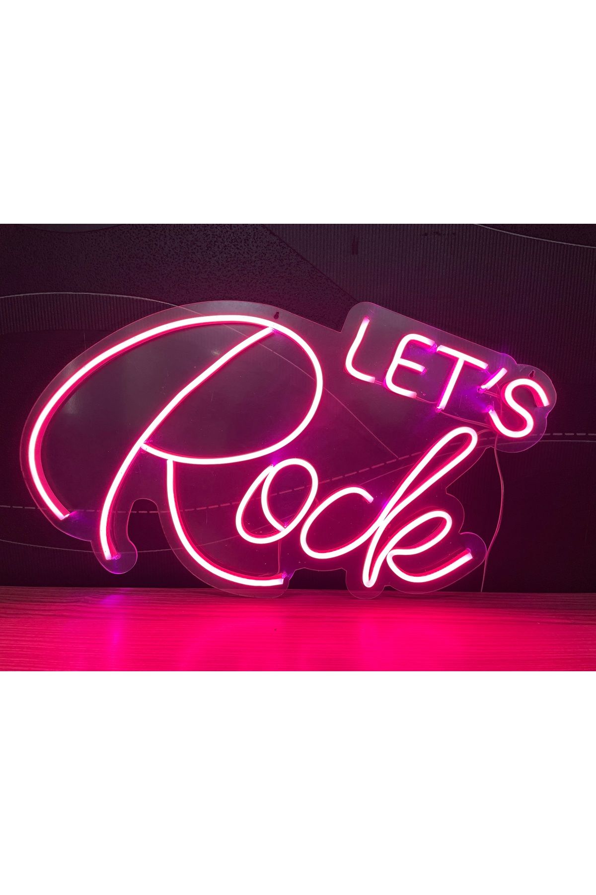 Neon Led Tabela Dekoratif Aydınlatma -lets Rock, 50x40cm-