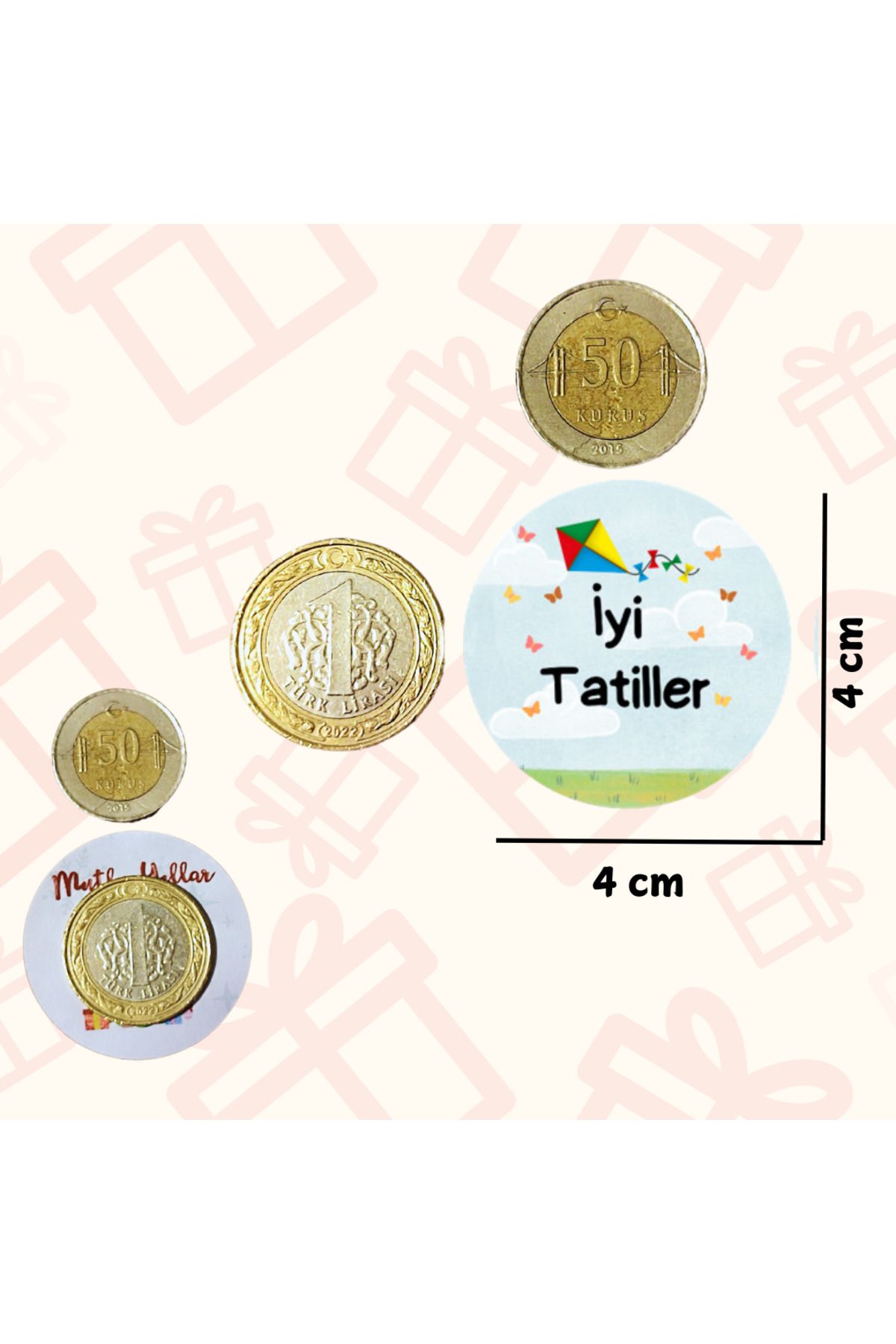 Öğrenciler için Tatil Etiketleri (STİCKER) MAT BASKI , 24lü, 4 Cm X 4 Cm, "İyi tatiller!"