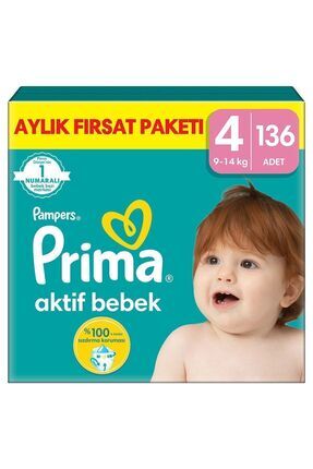 Bebek Bezi Aktif Bebek 4 Beden 136 Adet Aylık Fırsat Paketi Image 0