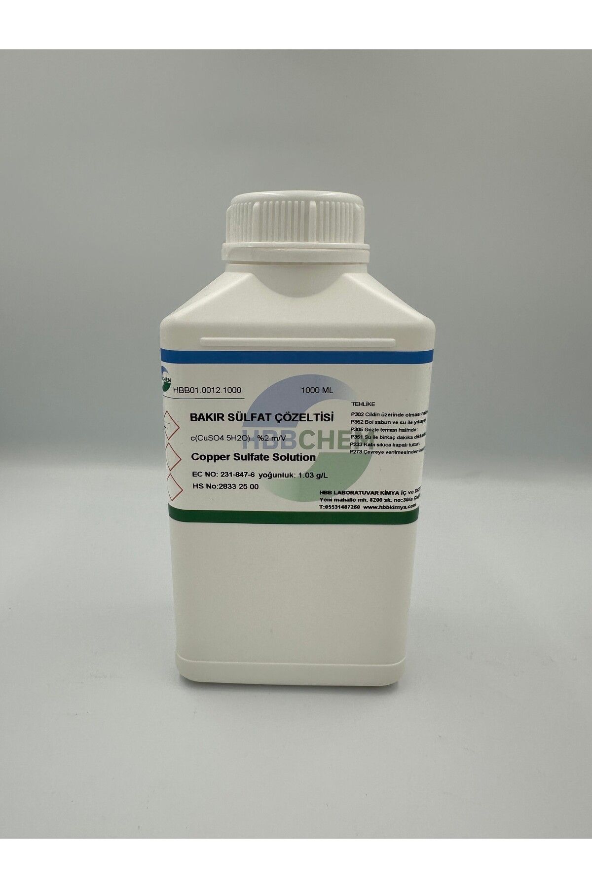 HBBCHEM Bakır SülfatÇözeltisi %2 1000 ml