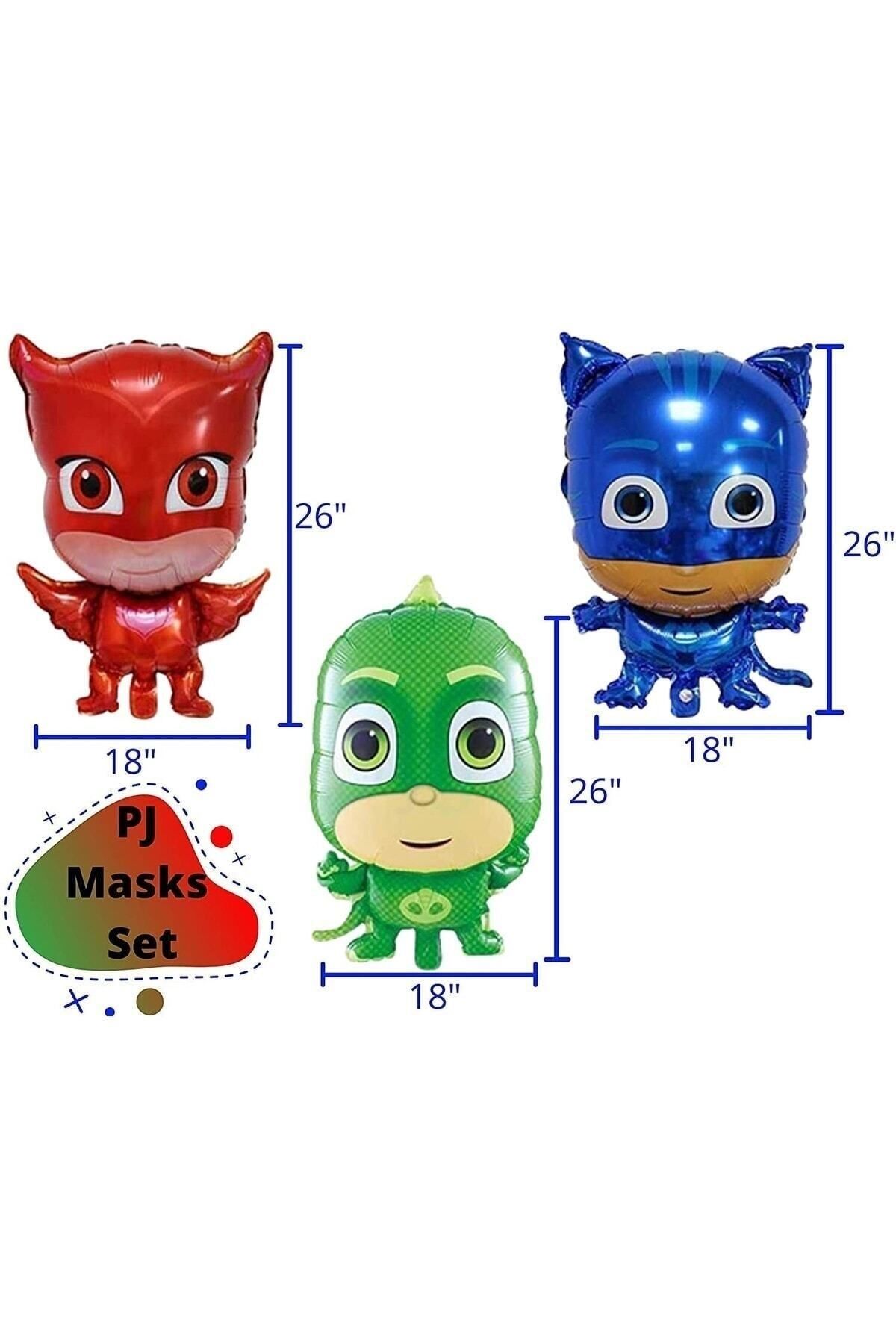 Pijamaskeliler 4 Yaş Balon Seti Pjmasks Kedi Çocuk Baykuş Kız Kertenkele Çocuk Doğum Günü Seti