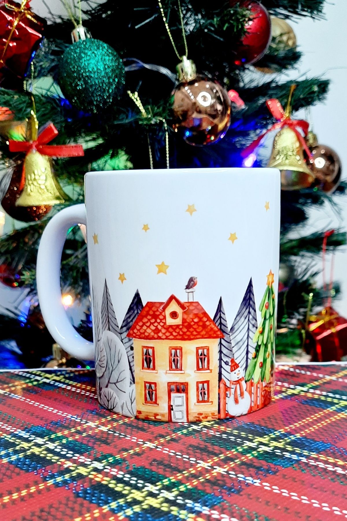 Yılbaşı Sokağı Yıldızlı Gün Hediyelik Kupa Bardak / Christmas Noel Mug Let is Snow