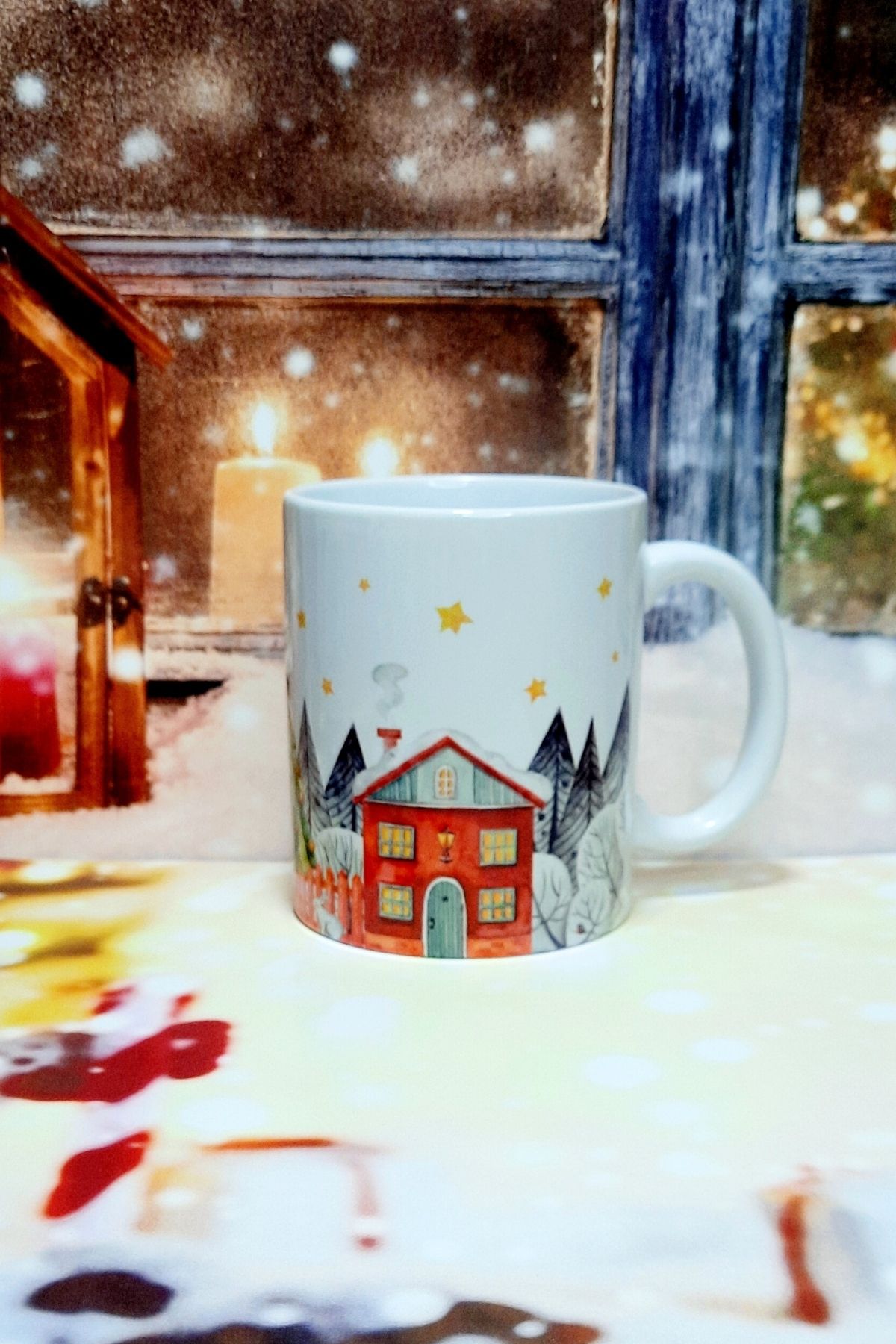 Yılbaşı Sokağı Yıldızlı Gün Hediyelik Kupa Bardak / Christmas Noel Mug Let is Snow