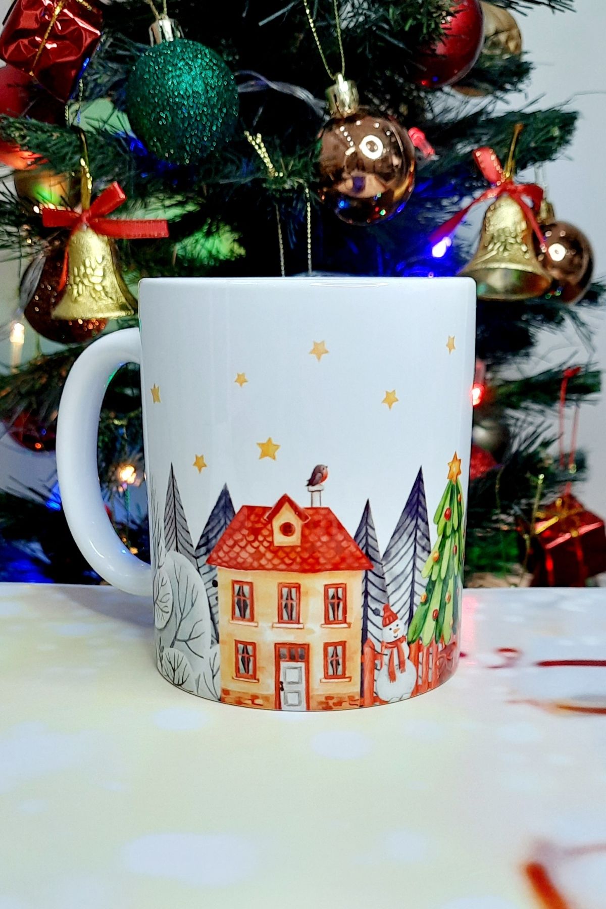 Yılbaşı Sokağı Yıldızlı Gün Hediyelik Kupa Bardak / Christmas Noel Mug Let is Snow