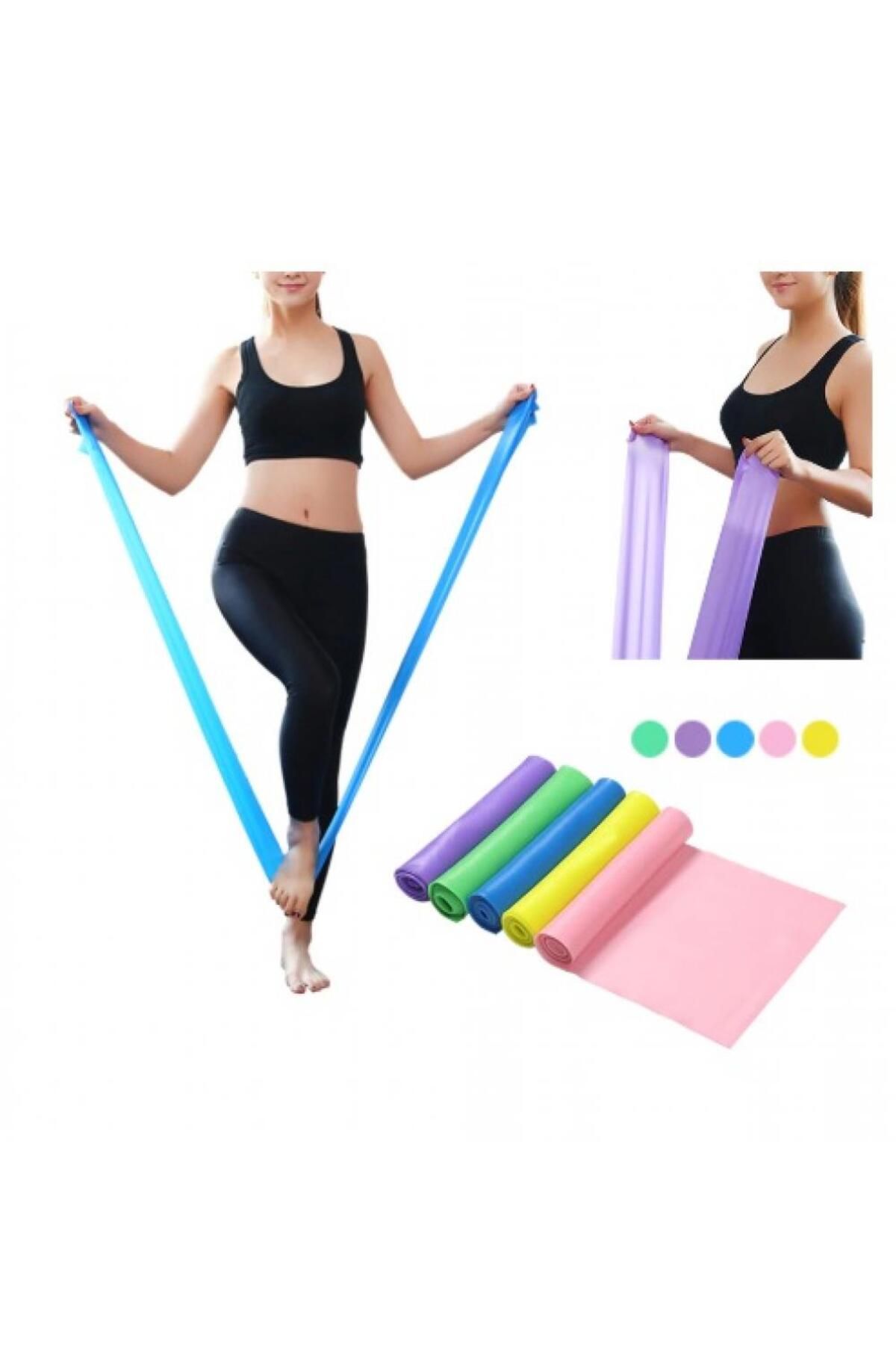 Sarı Pilates Lastiği Kolay Direnç Pilates 120 CM*15 CM*0.25 MM