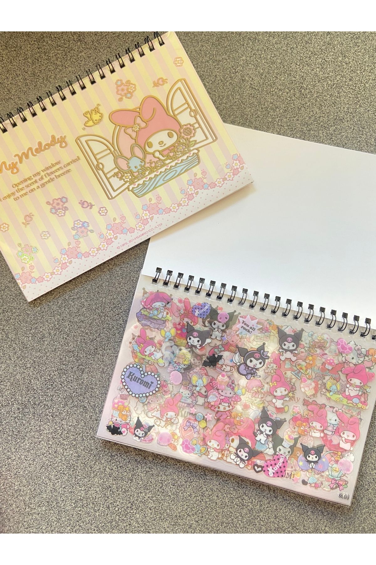 Sanrio Kuromi Cinnamoroll My Melody Etiket Sticker Spiralli Defter Seti 10 Sayfa 500adet