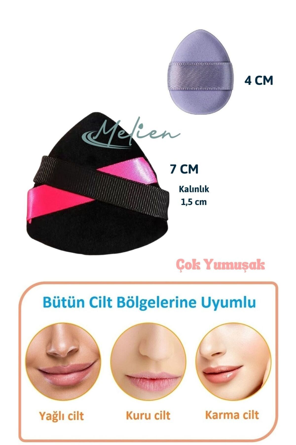 Melien 1 Ad. Üçgen 1Ad MiniKozmetik Pudra Par...