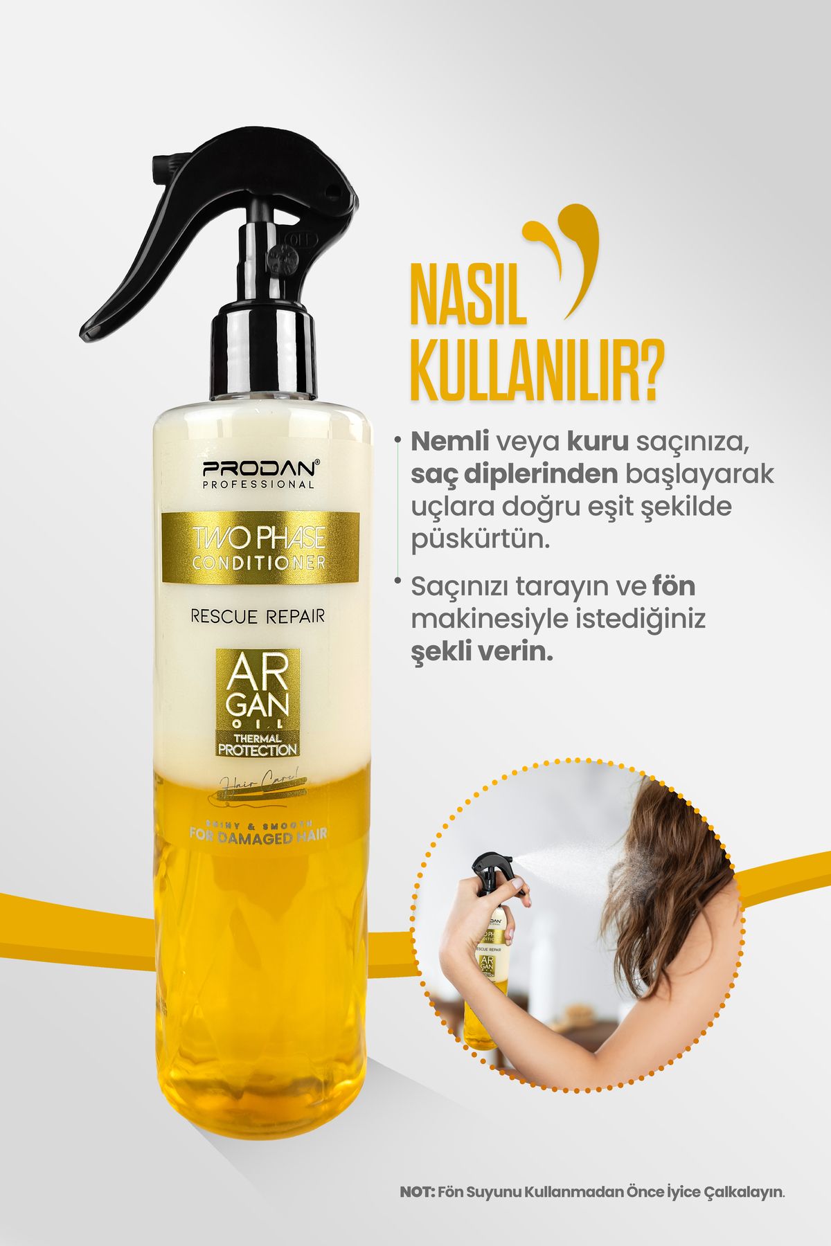 Argan Yağı Fön Suyu 400ml, Şampuan 400ml ve Saç Serumu 100ml | Nemlendirici 3'lü Saç Bakım Seti