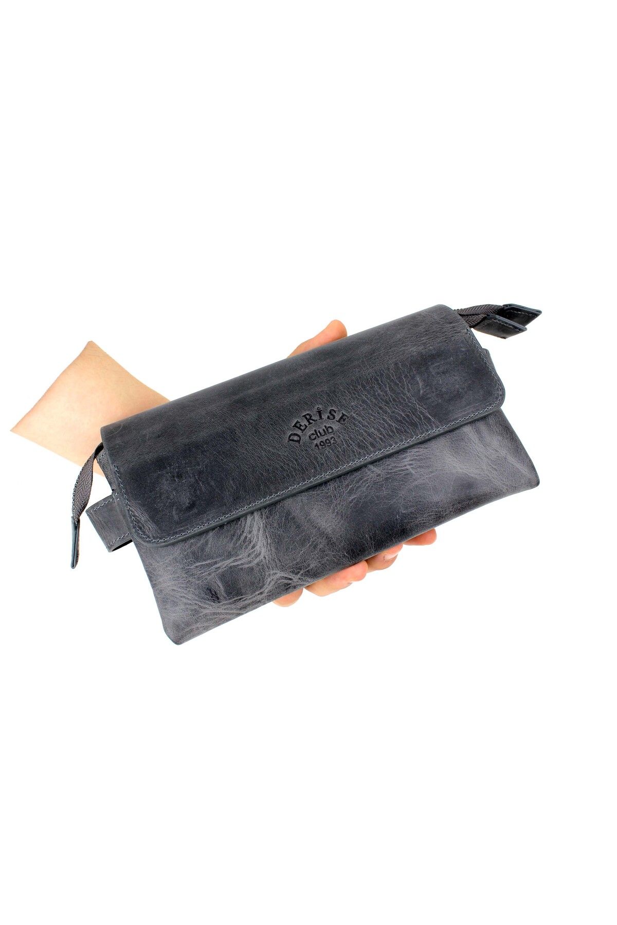 Unisex Lüks Kapaklı Hakiki Deri Portföy Clutch Çanta El Çantası