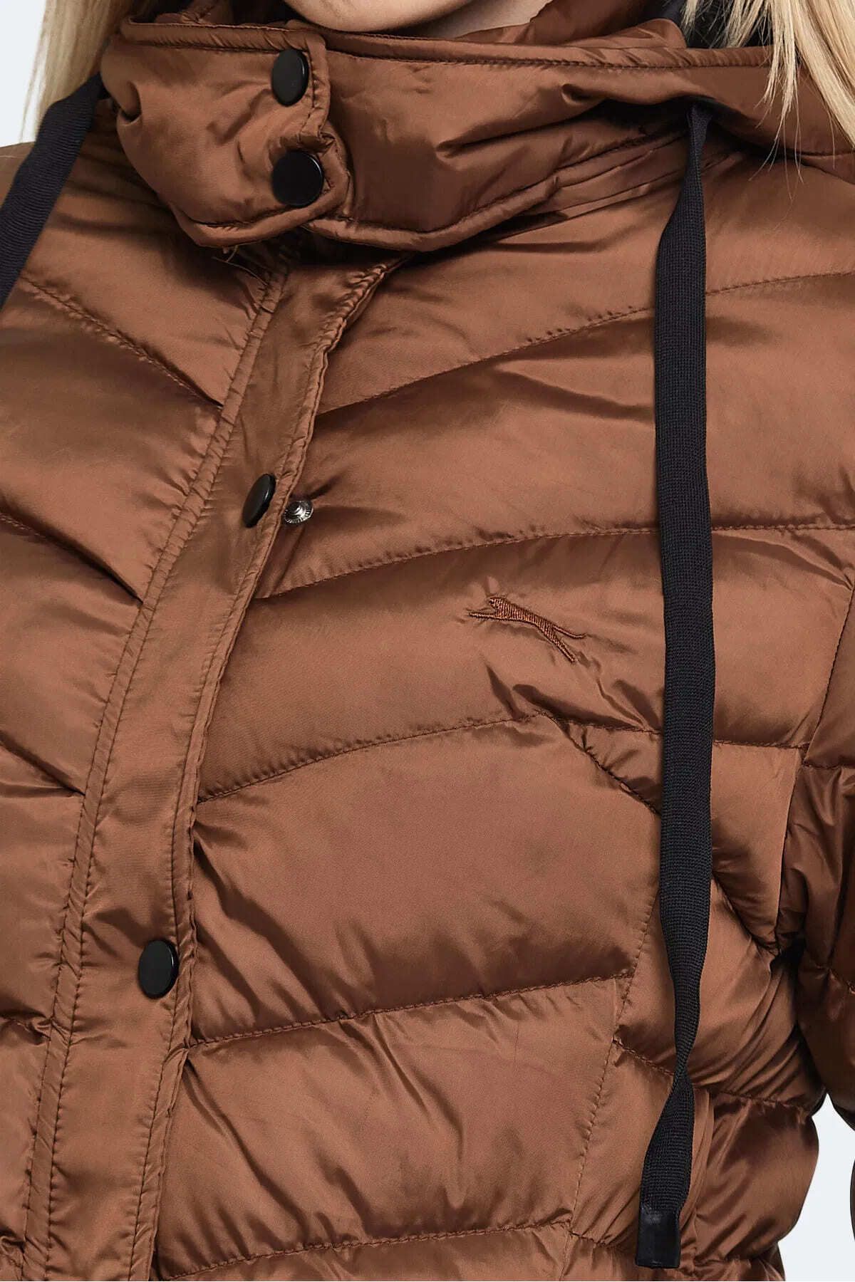 Gwen Jacket Kadın Uzun Şişme Parka Mont Kaban Taba