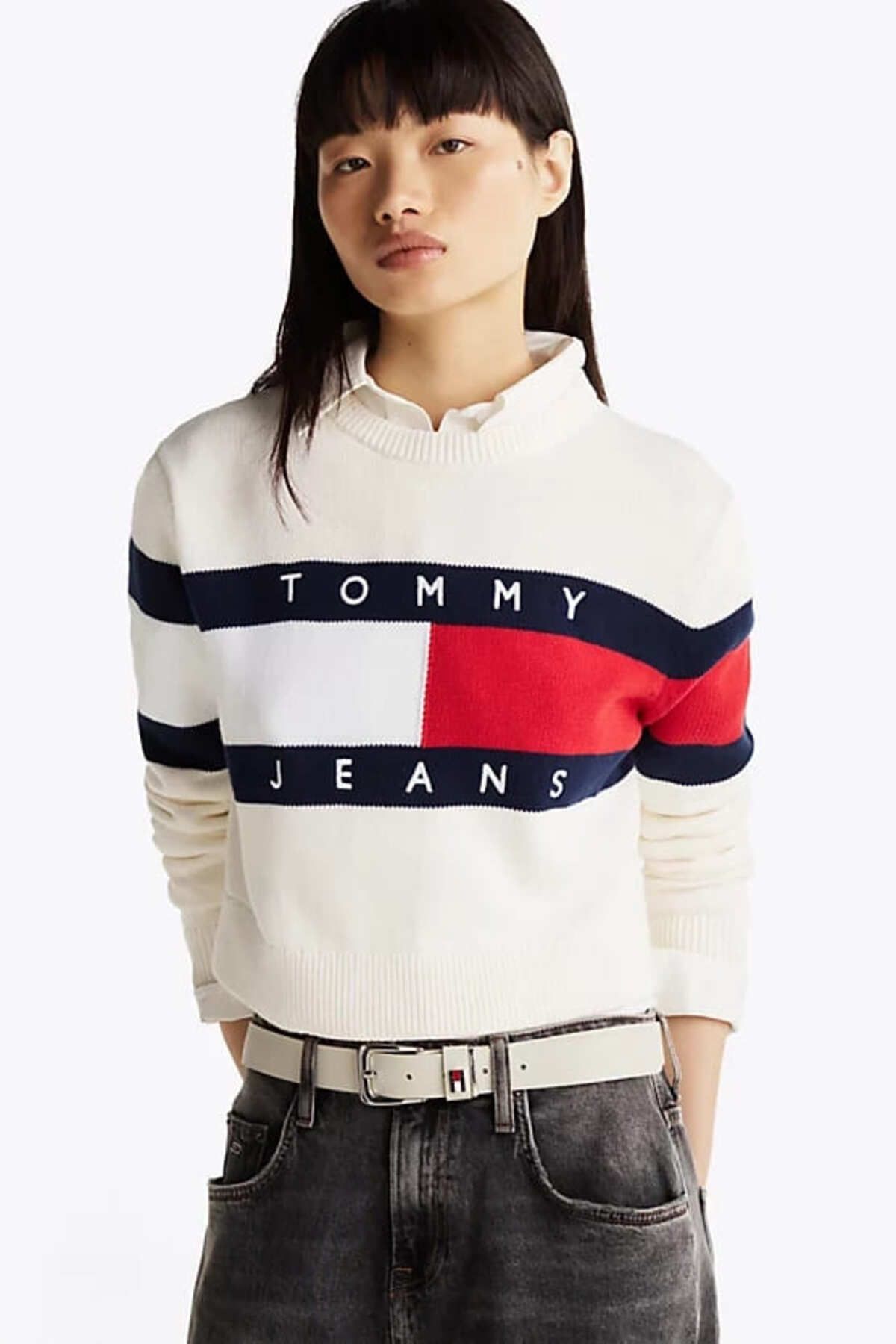 Tommy Hilfiger Kadın BayrakLogo Kazak - Kırık...