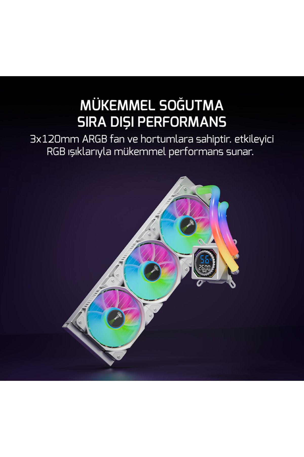 Skadi Square 360 ARGB Beyaz (RGB Borulu) 360mm Cpu Sıvı Soğutma