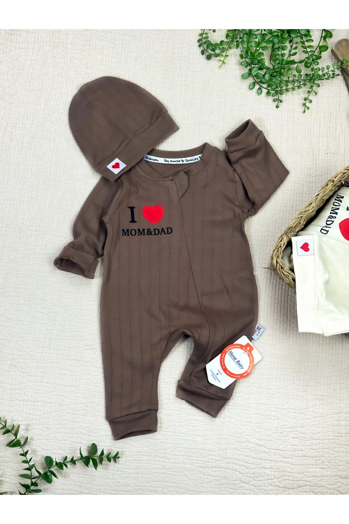 Babyçapa Unisex Bebek Tulum ILove Mom & Dad 3...