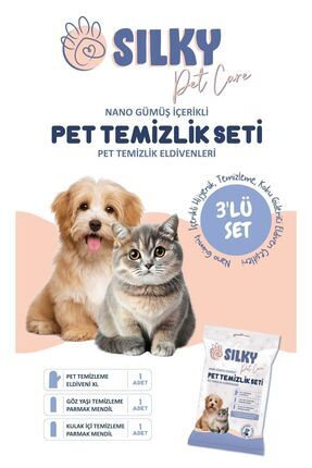- Kedi Ve Köpekler Için 3'lü Kulak / Burun / Pati / Makat Vb. Temizleme Mendil Seti Image 4