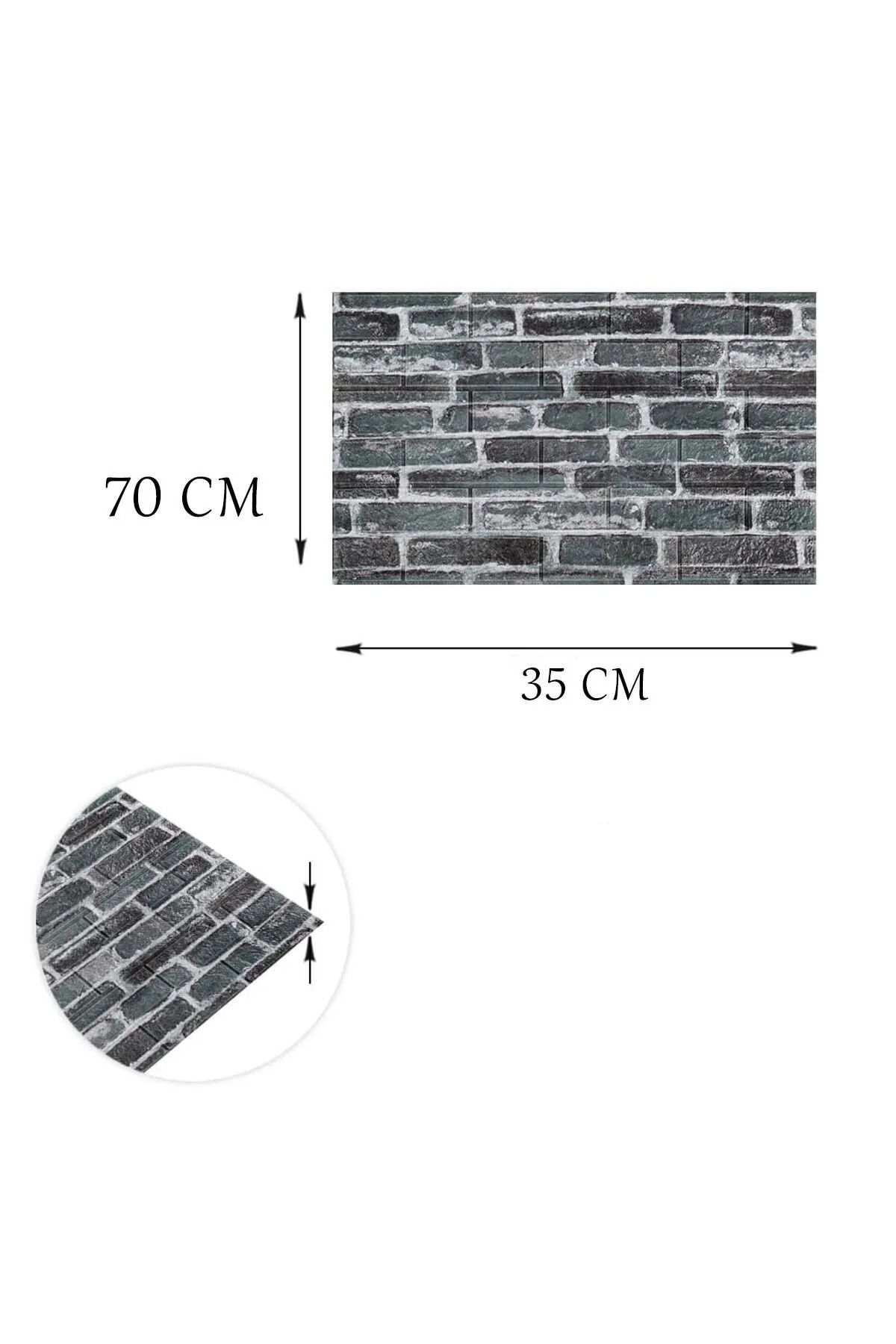 Kendinden Yapışkanlı 70x35Cm 0,25 M² Duvar Kağıdı Köpük Paneli 3d Boyutlu Tuğla Desen Petrol Mavisi