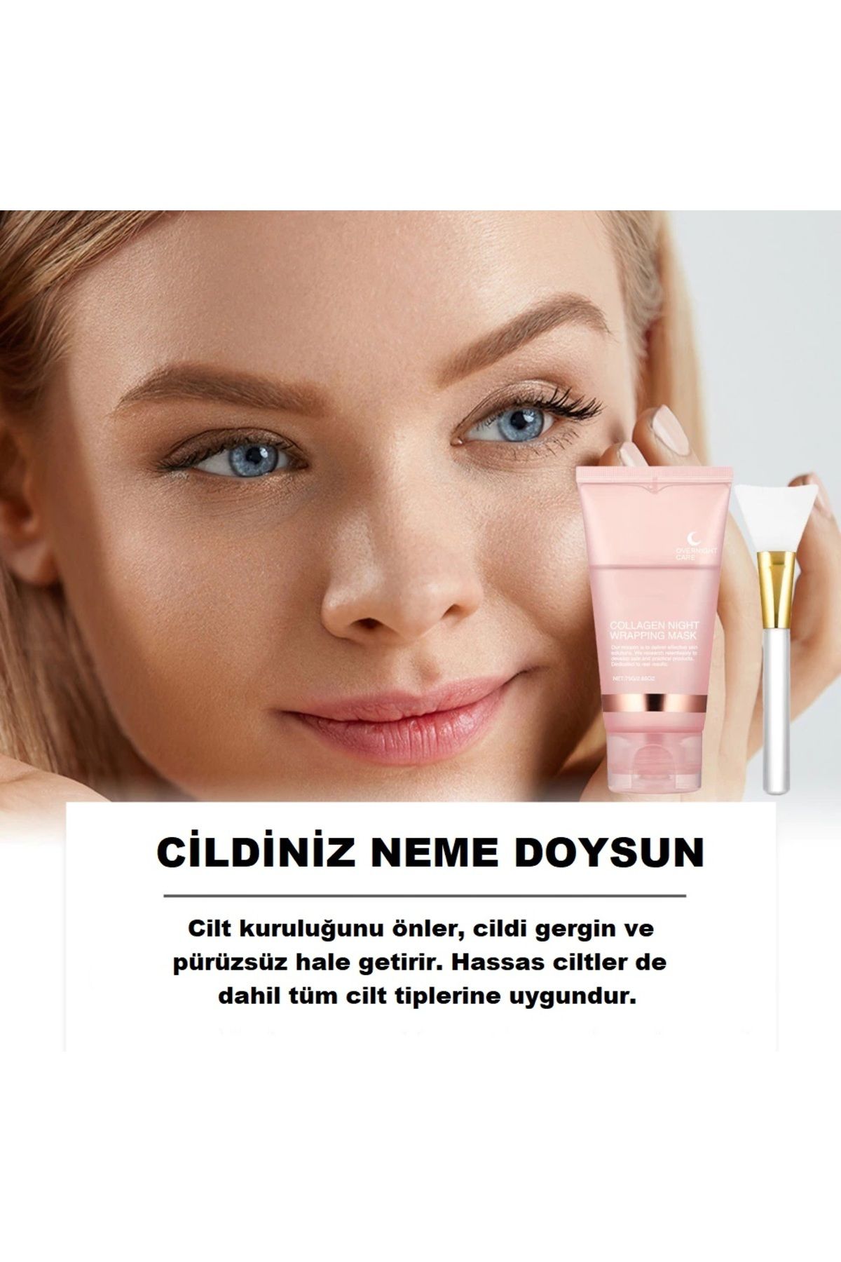 Soyulabilen Kolajen Yüz Maskesi 75ml - Cam Cilt Kore Jel Yüz Maskesi - Collagen Night Wrapping Mask