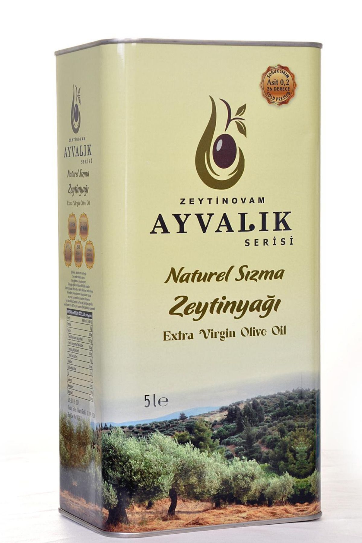 Zeytinovam Ayvalık Serisi 5 Litre Doğal Soğuk Sıkım Naturel Zeytinyağı - Kalite ve Saflık