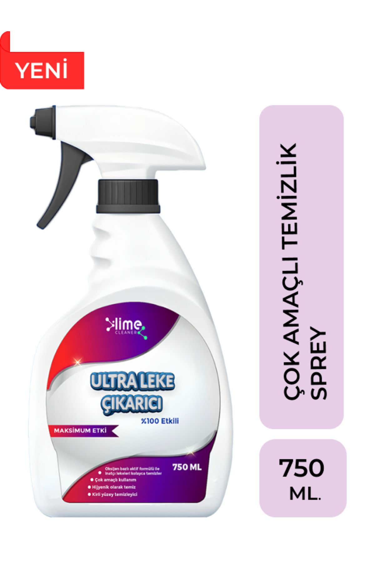 Lime Cleaner Oksijen Bazlı Çamaşır, Halı, Mutfak, Yağ, Banyo, Ayakkabı, Leke Çıkarıcı Sprey 750 ml