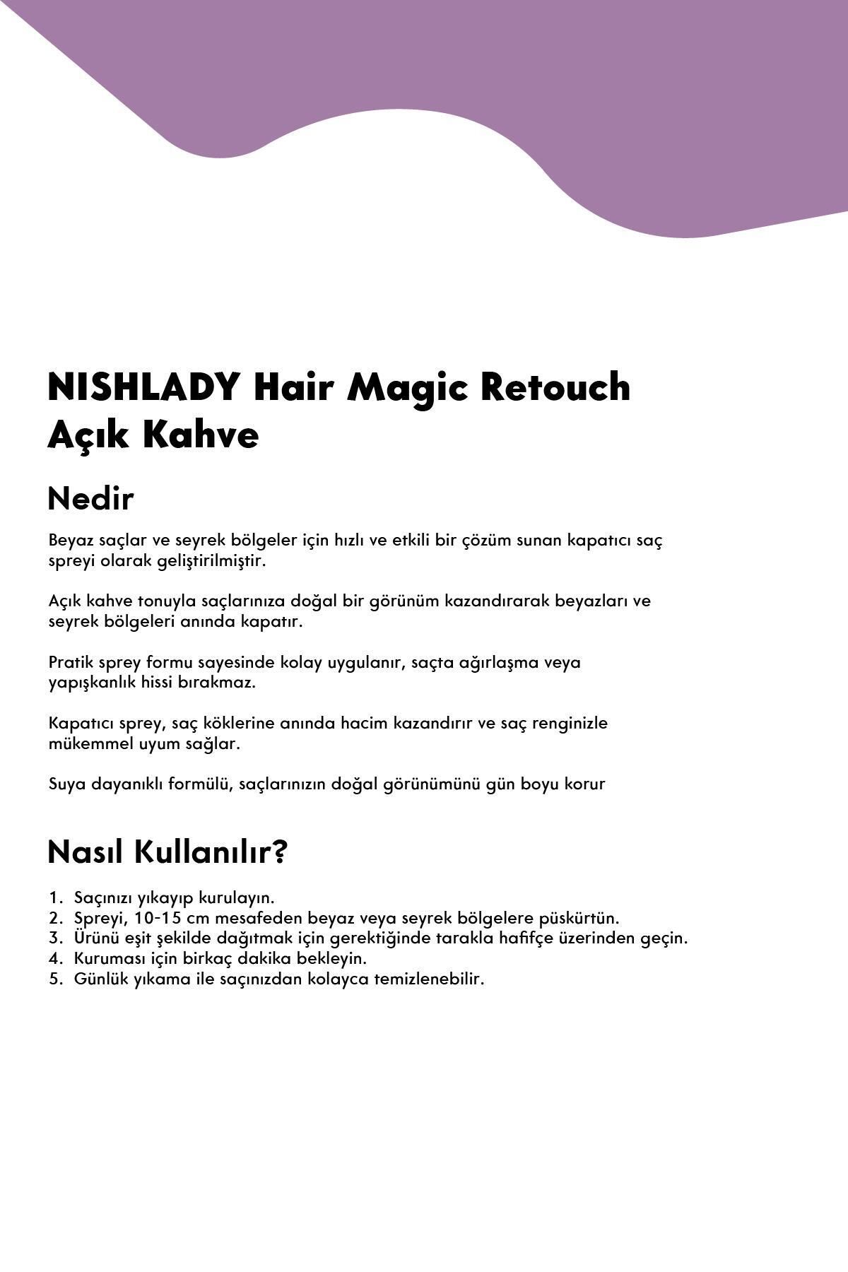 Hair Magic Retouch / Beyaz Saçlar için Kapatıcı Saç Spreyi ve Seyrek Kapatıcı Açık Kahve 100 ml