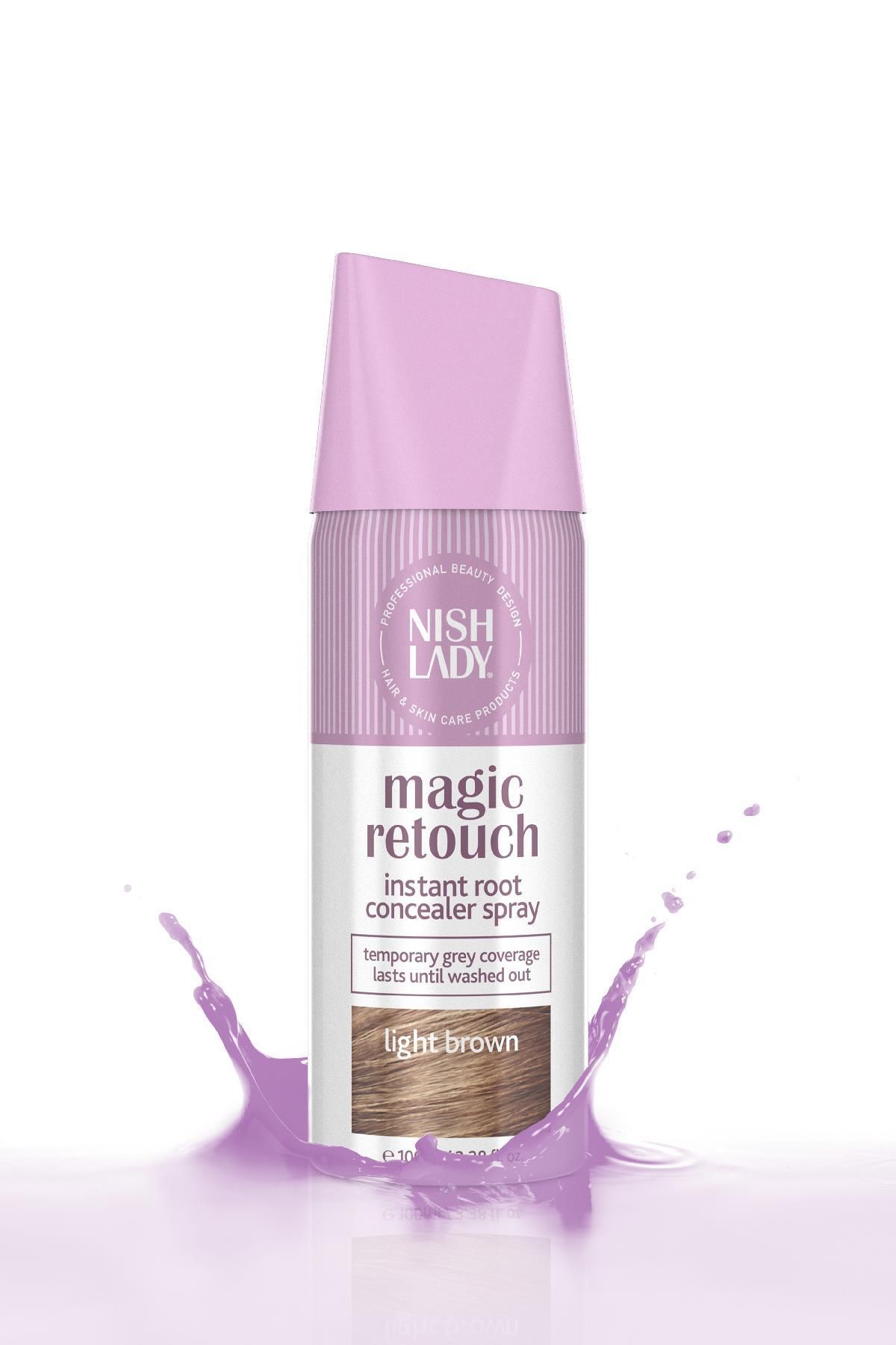 Hair Magic Retouch / Beyaz Saçlar için Kapatıcı Saç Spreyi ve Seyrek Kapatıcı Açık Kahve 100 ml